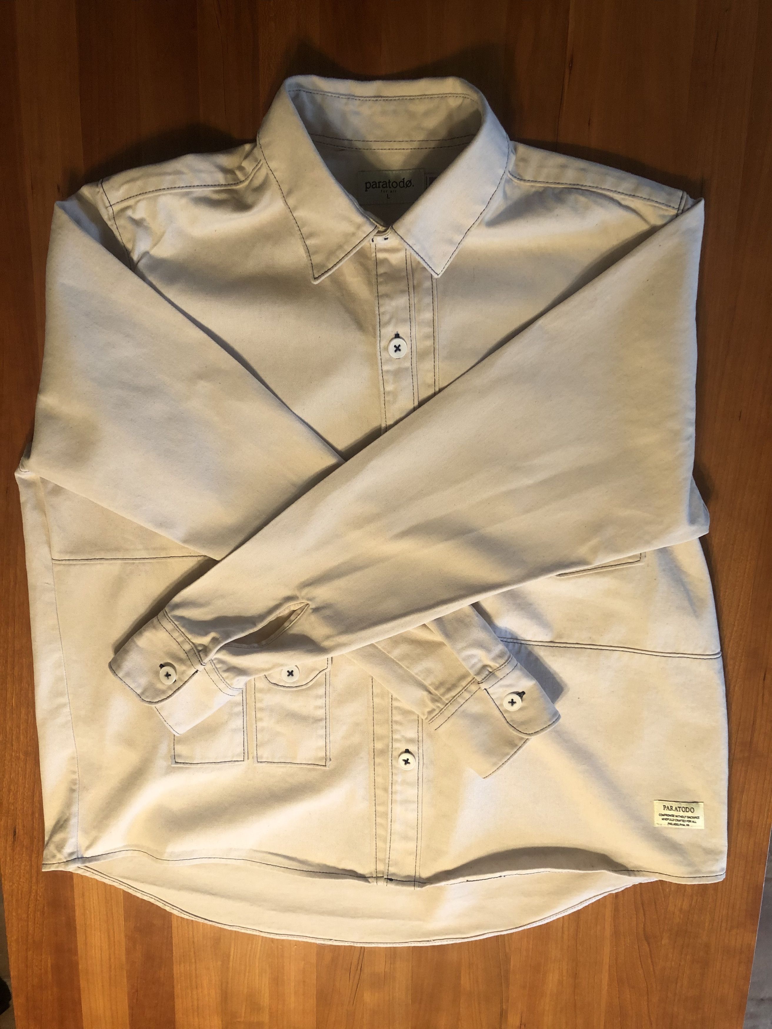Vintage Paratodo Cream Denim Shirt Size US M / EU 48-50 / 2 - 2 Thumbnail