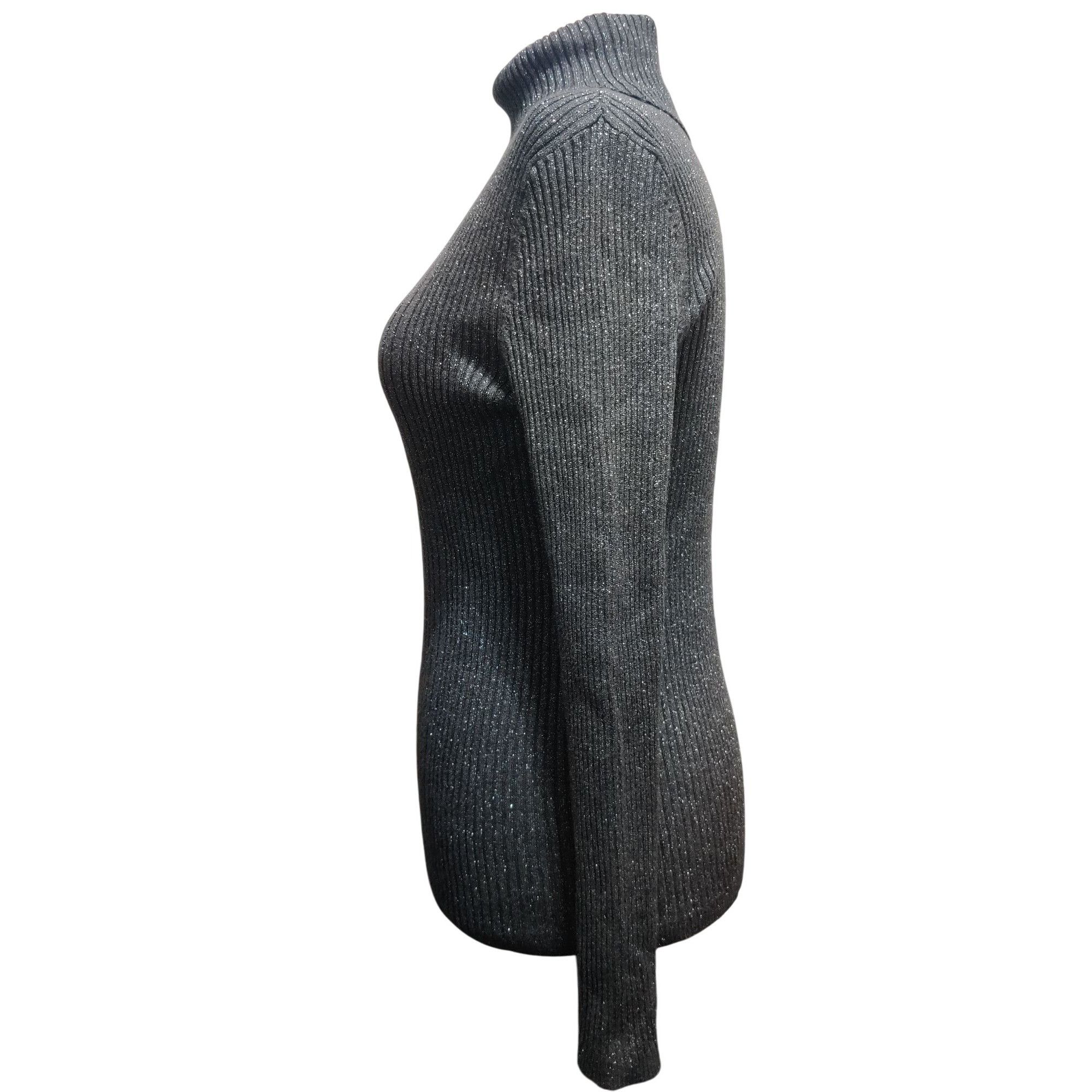 Other 212 Collection L Womens Gray Sweater Turtleneck Ribbed Metal Size L / US 10 / IT 46 - 9 Thumbnail