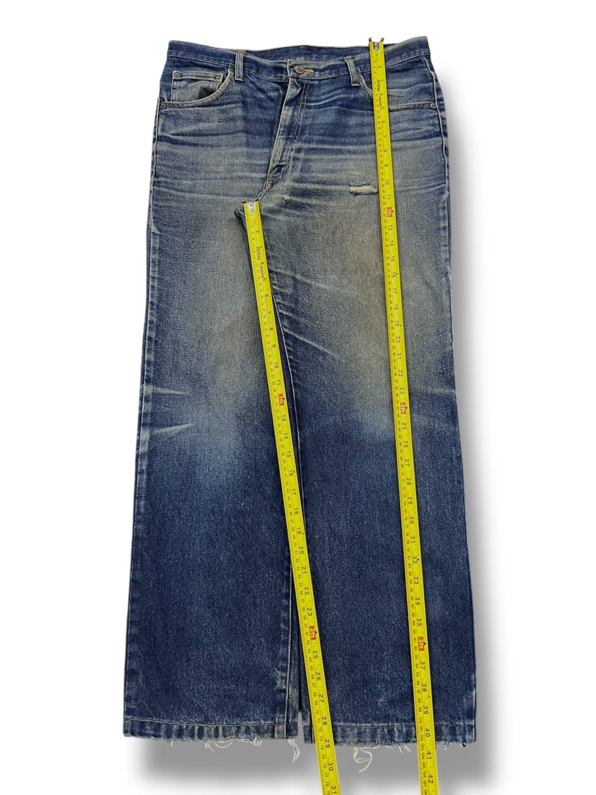 Japanese Brand Vintage Denim Of Gate MON Japan - Faded Mud Wash, Distressed Size US 35 - 15 Thumbnail