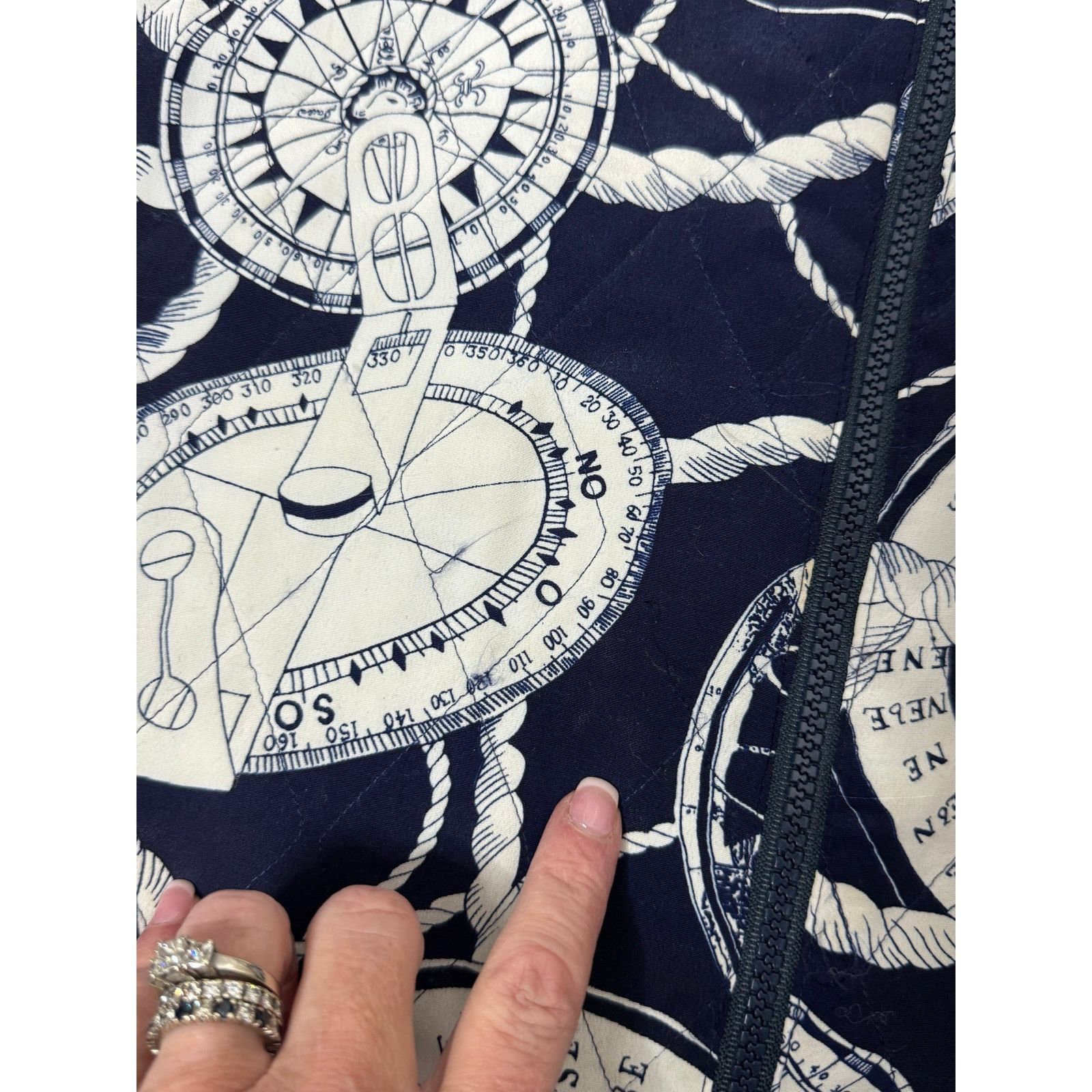 Vintage Vtg Liz Moody nautical silk quilt jacket navy white large Size L / US 10 / IT 46 - 10 Thumbnail