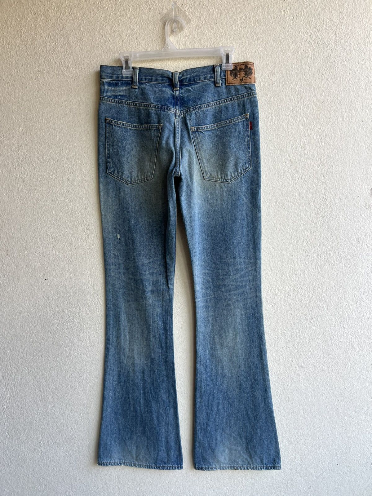 Vintage Mud Wash Back Bone Dirty Selvedge Denim Super Flare Jeans Size US 30 / EU 46 - 3 Thumbnail