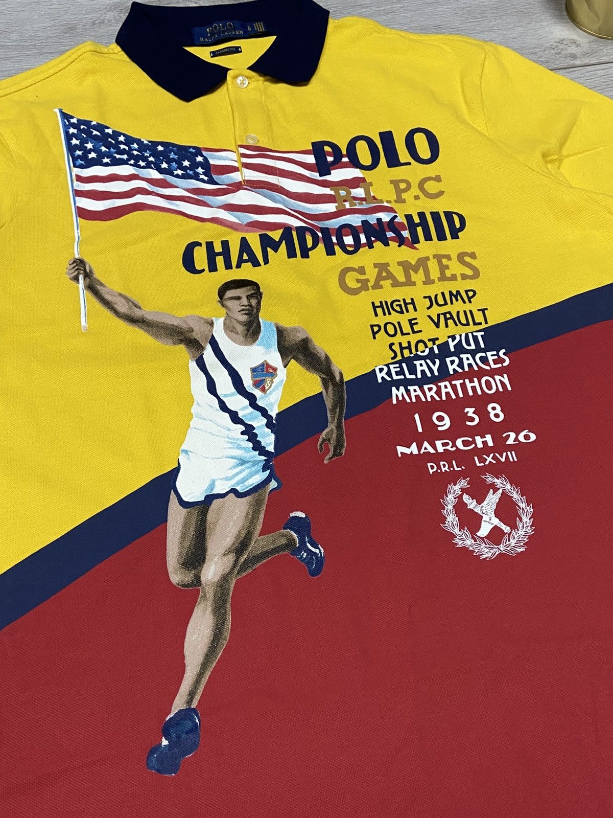 USA Olympics POLO USA 🇺🇸 flag RLPC CHAMPIONSHIP GAMES 1938 athlete shirt Size US L / EU 52-54 / 3 - 3 Thumbnail