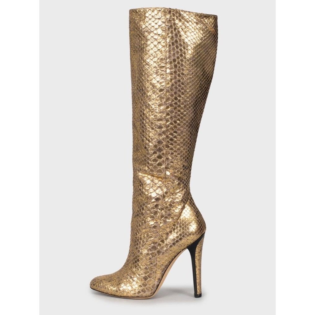 Jimmy Choo Jimmy Choo Gold Snakeskin Boots Sz.35.5 Size US 5.5 / IT 35.5 - 1 Thumbnail
