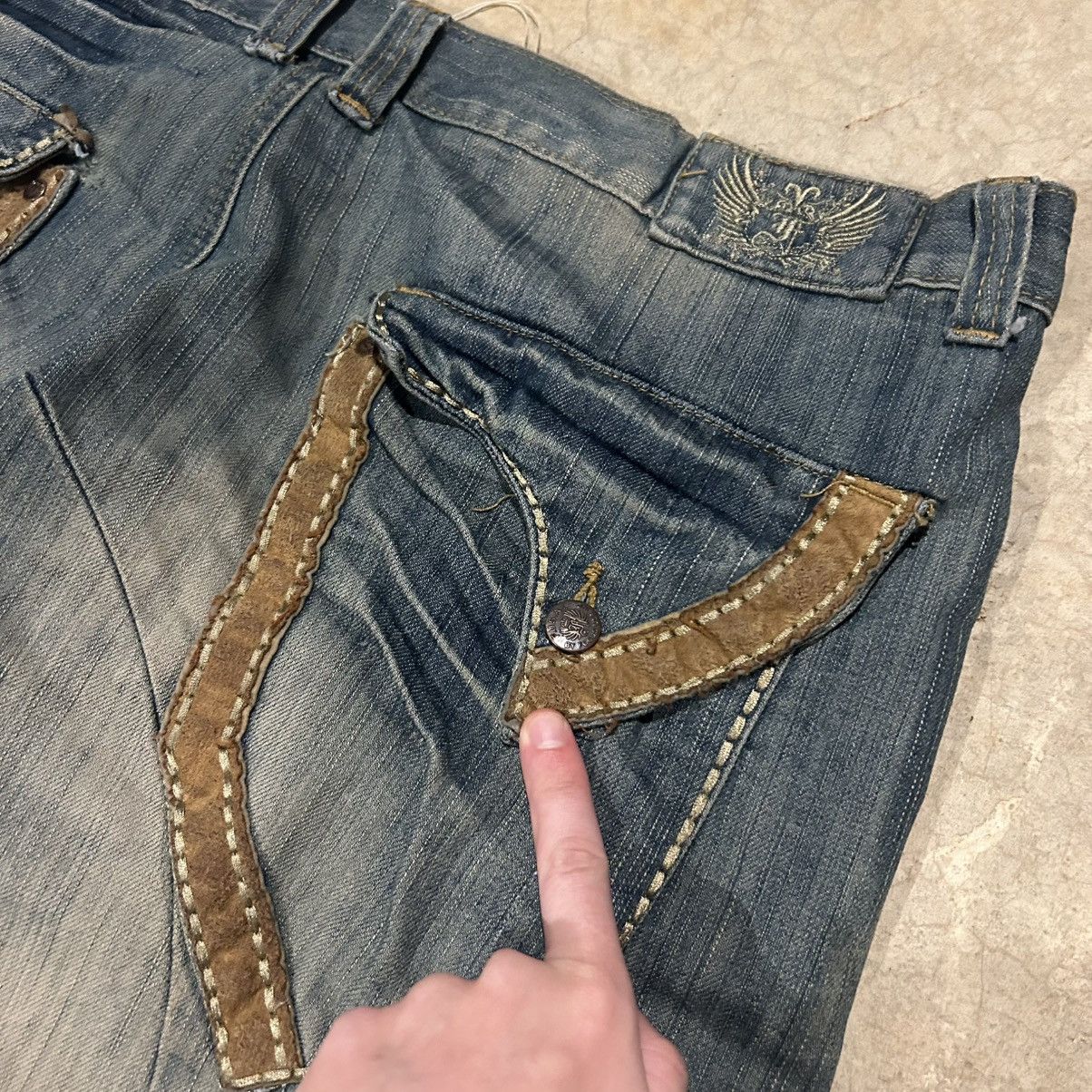 Japanese Brand × Southpole × Vintage Crazy Vintage Y2K Flap Pocket Baggy Faded Jeans Cyber Skater Size US 40 / EU 56 - 5 Thumbnail