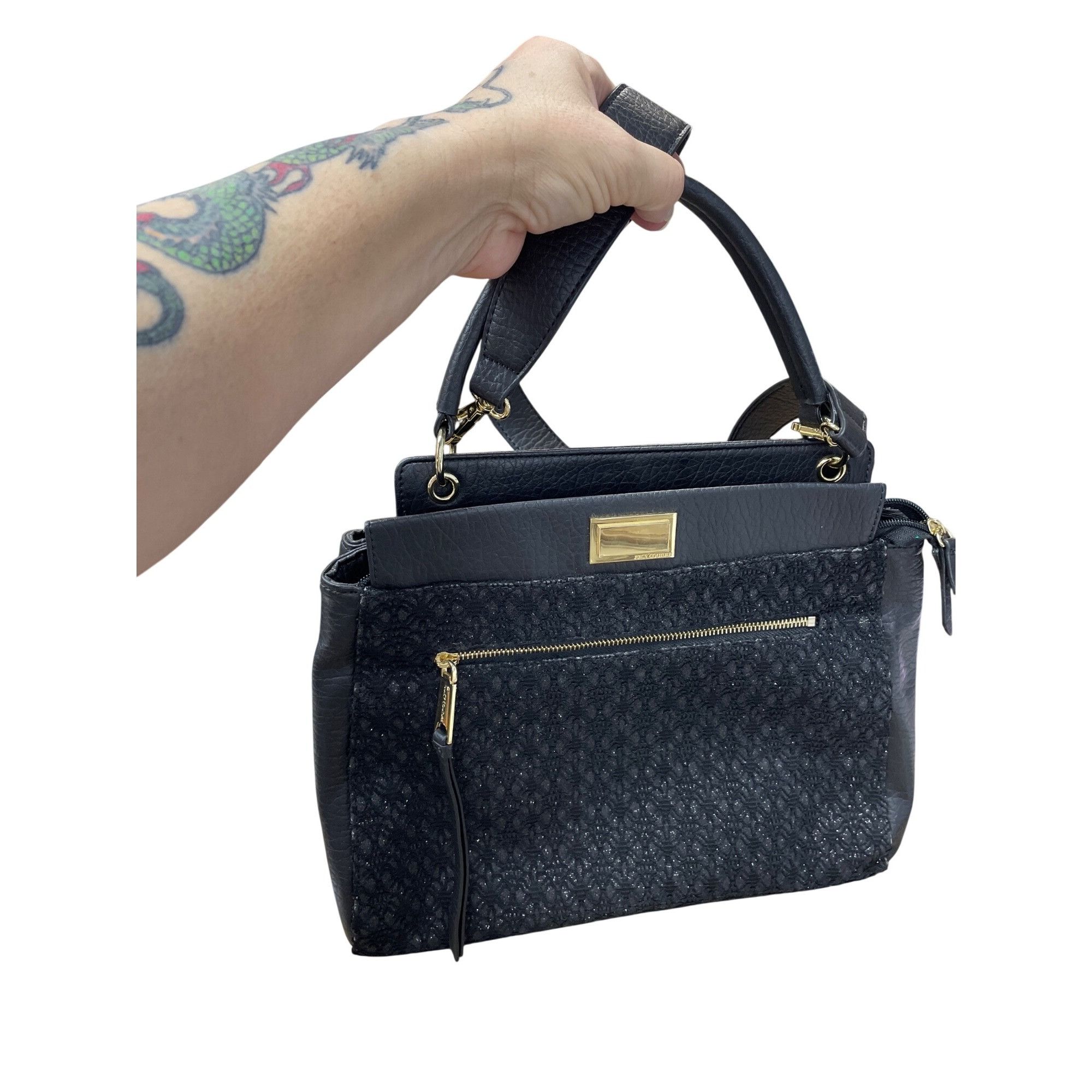 Juicy Couture Juicy Couture Wms Black Gold Pebbled faux leather Shoulder H Size ONE SIZE - 8 Thumbnail