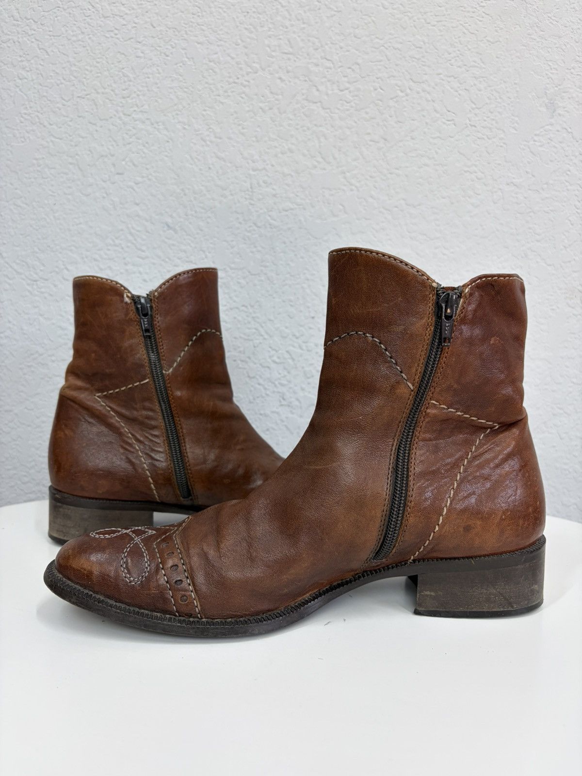If Six Was Nine Vintage Y2K Guidi CCP Style Distressed Leather Biker Boots Size US 7 / EU 40 - 6 Thumbnail