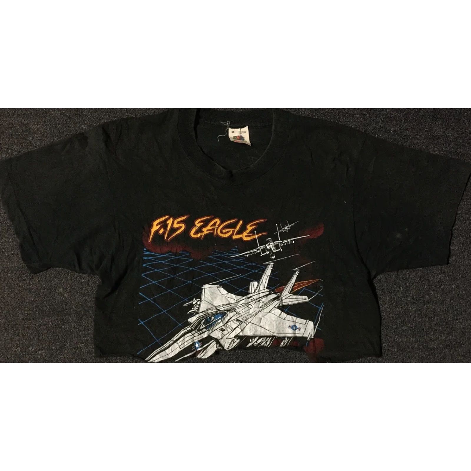 Vintage VINTAGE F-15 Eagle T-Shirt Shirt Crop M USAF Army Biker Grunge 80s 90s Black Womens US Single Stitch Distressed Size M / US 6-8 / IT 42-44 - 2 Thumbnail