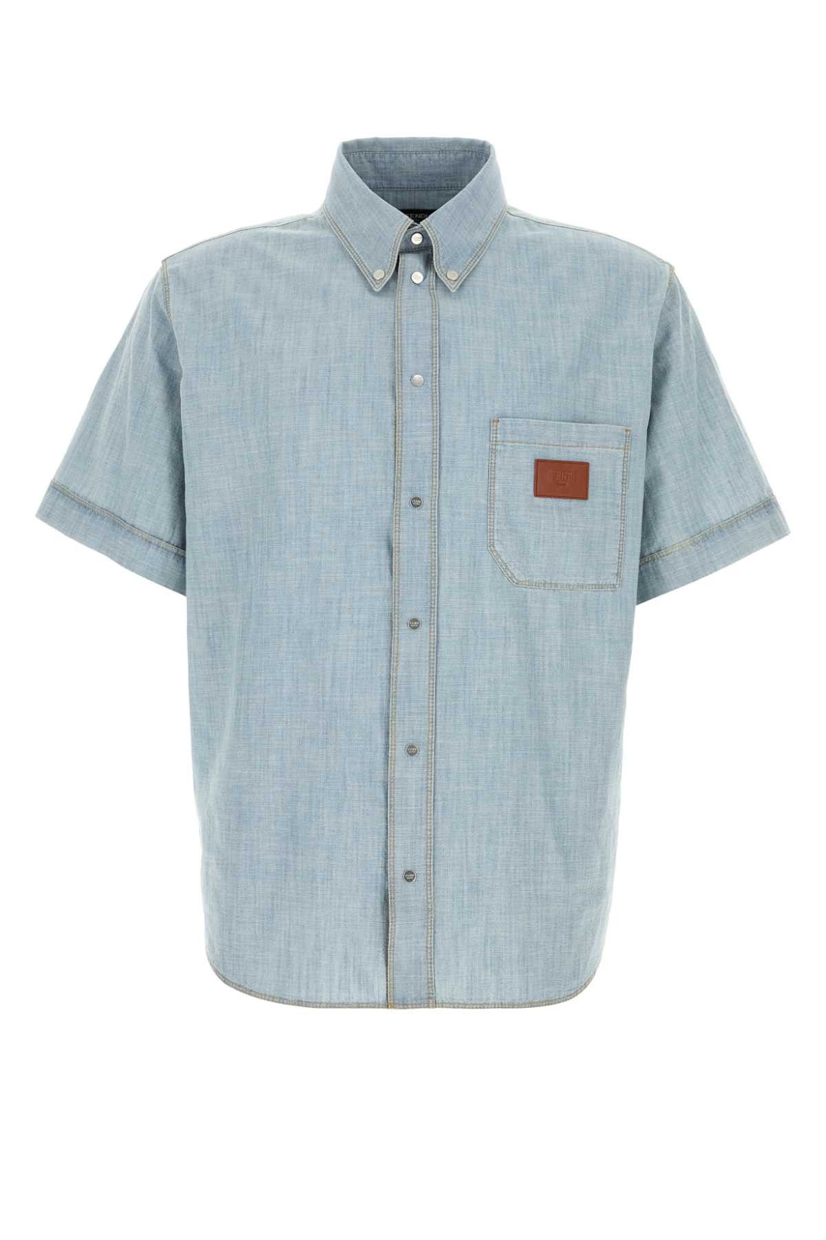 Fendi Light Blue Chambray Shirt Size US M / EU 48-50 / 2 - 1 Thumbnail