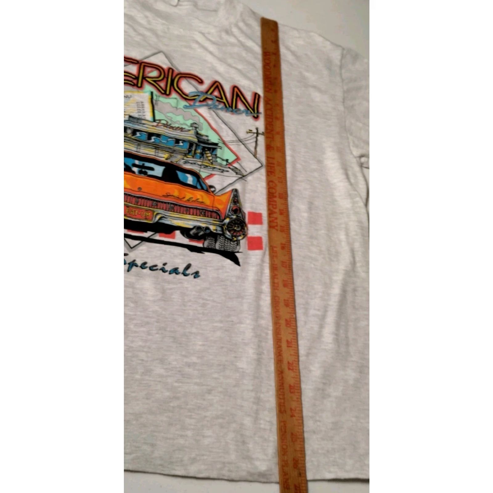 Vintage VINTAGE Creditee Men T-Shirt XL Gray American Diner Food Graphic 80s Single Stitch Cotton Size US XL / EU 56 / 4 - 6 Thumbnail