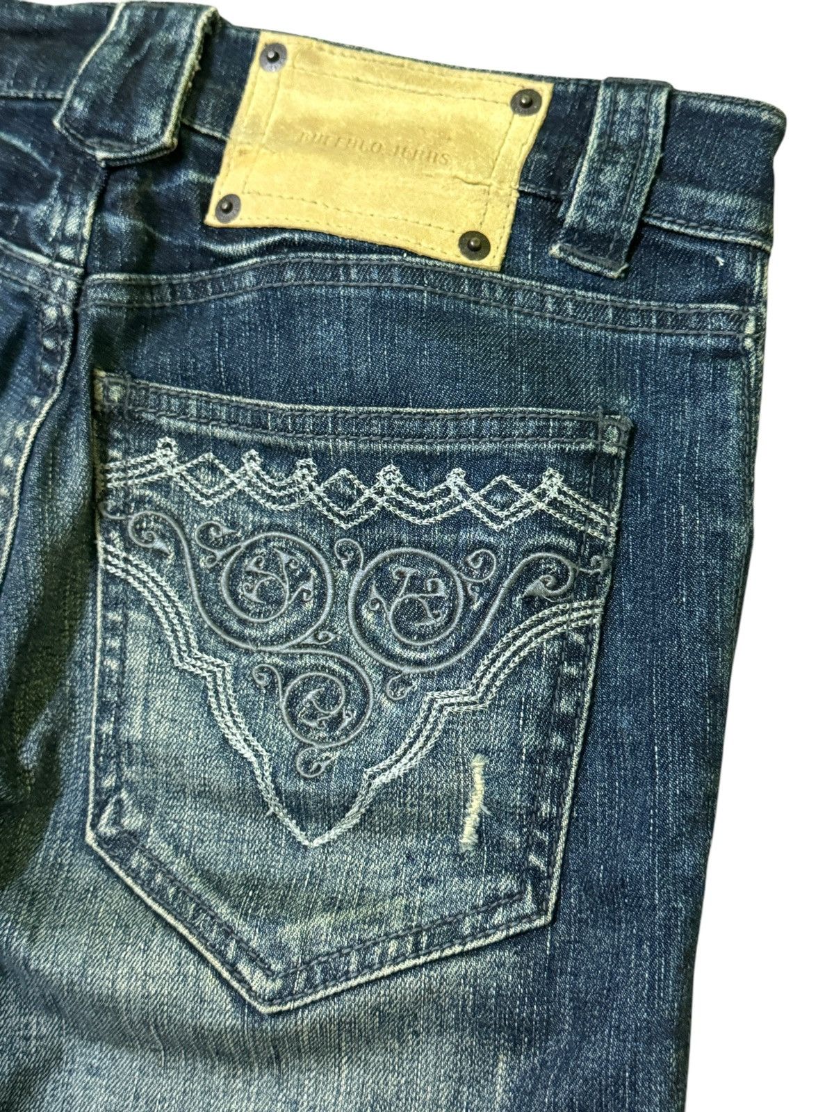 If Six Was Nine Flared Buffalo Jeans Embroidered Distress Low Waist Denim Size US 29 - 15 Thumbnail
