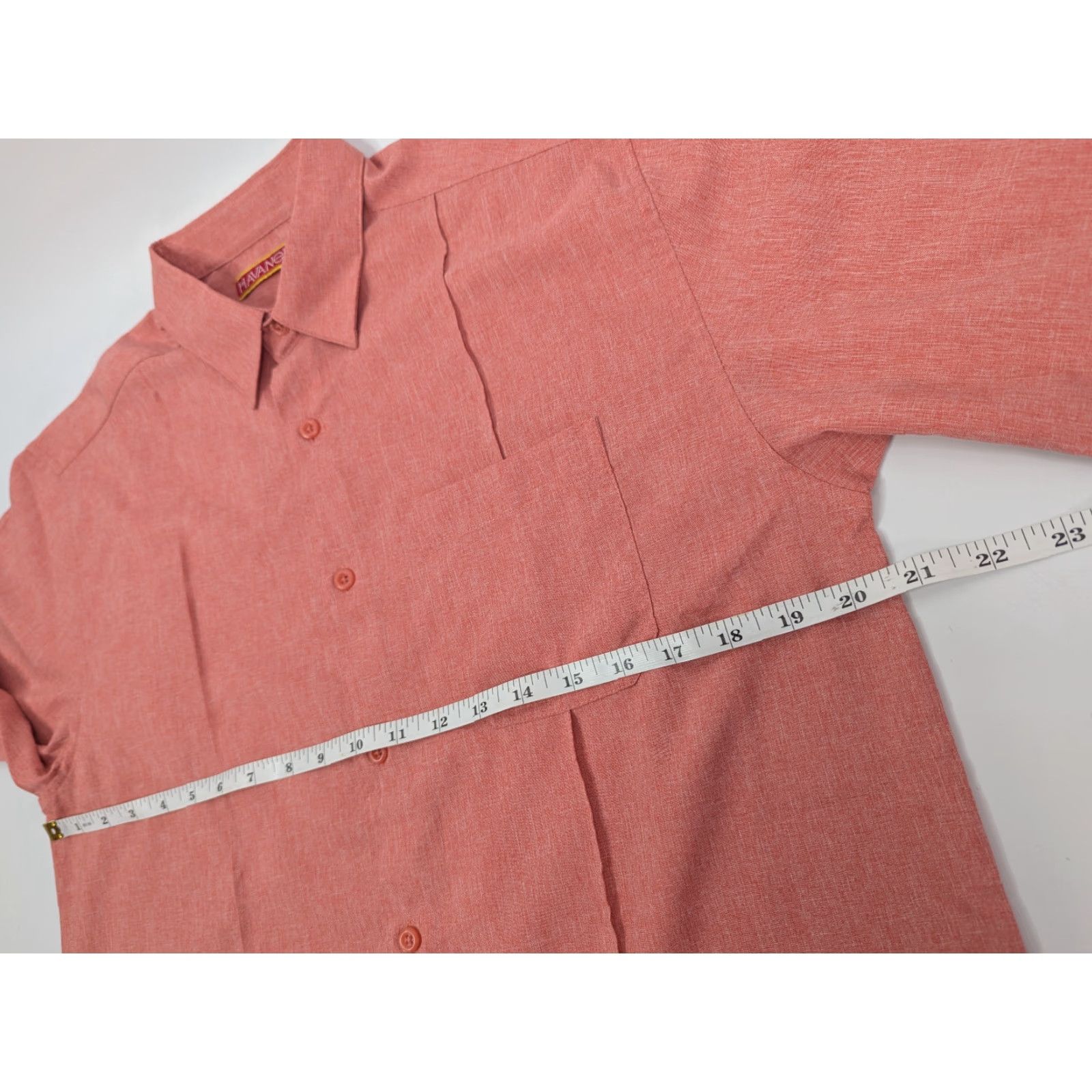 Vintage Havanera Button-Down Shirt Mens Small Cuban Style Short Sleeve Summer Salmon Red Pink Size US S / EU 44-46 / 1 - 4 Thumbnail
