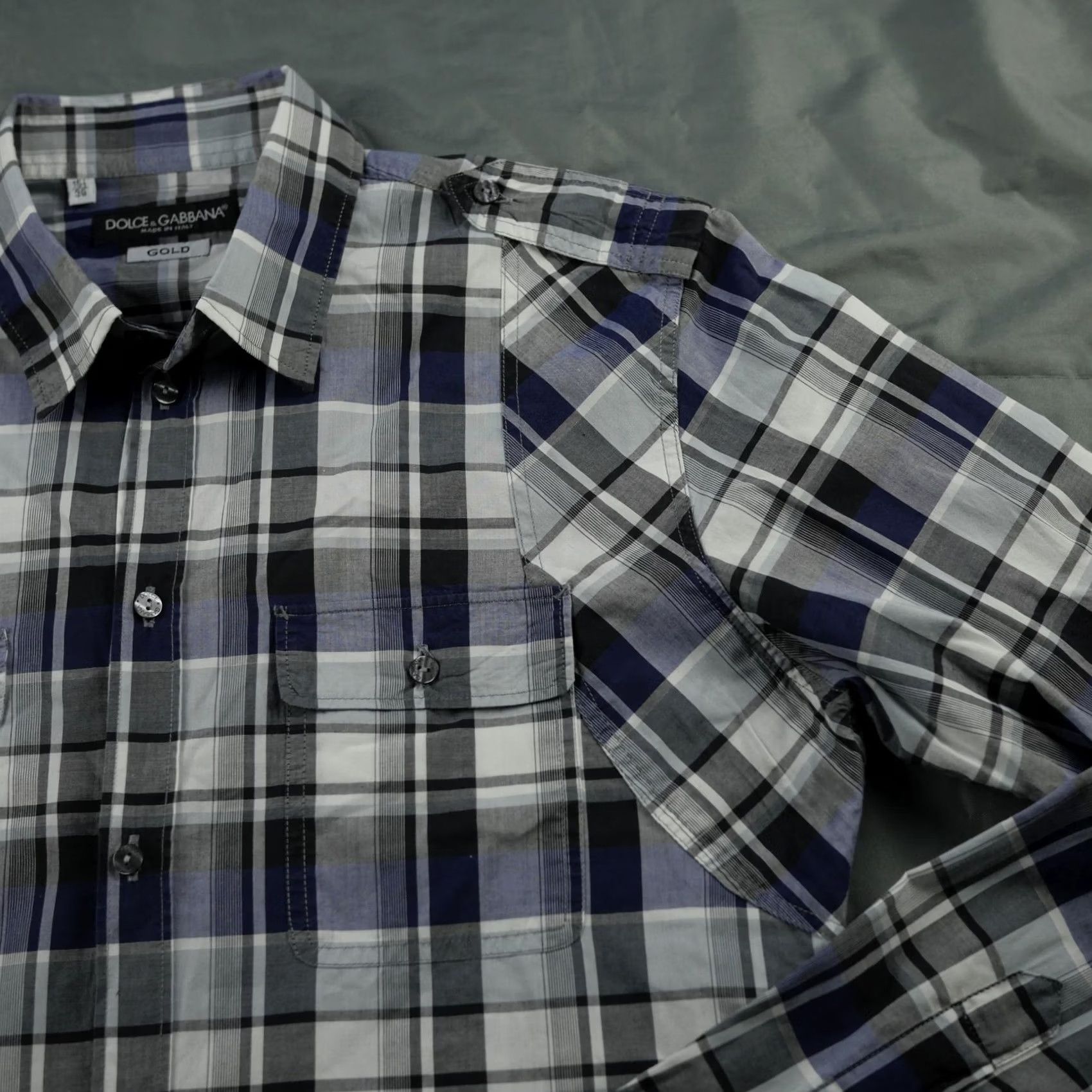 Dolce & Gabbana Dolce & Gabbana Button-Up Shirt Mens Plaid Blue Cotton 100% Button Front Chest Pockets Made in Italy Size US M / EU 48-50 / 2 - 3 Thumbnail