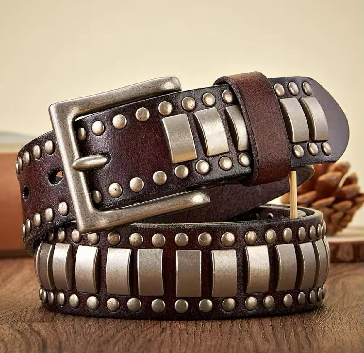 Genuine Leather × Japanese Brand Genuine Leather Metal Pin Buckle Men Belt Size ONE SIZE - 1 Thumbnail