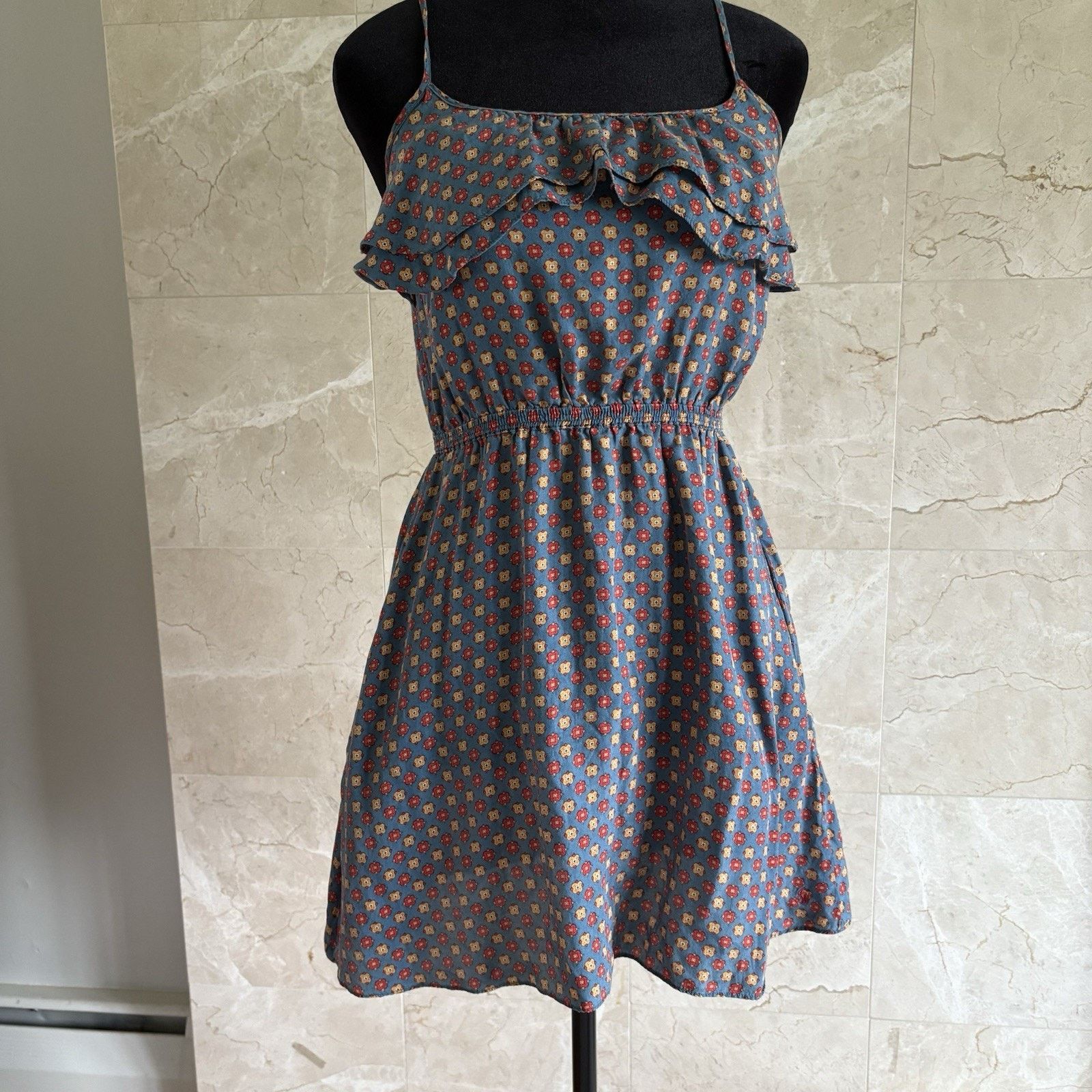 Jack Wills Jack Wills Silk Ruffle Tier Mini Dress 4 Blue Preppy Y2K Size S / US 4 / IT 40 - 1 Thumbnail