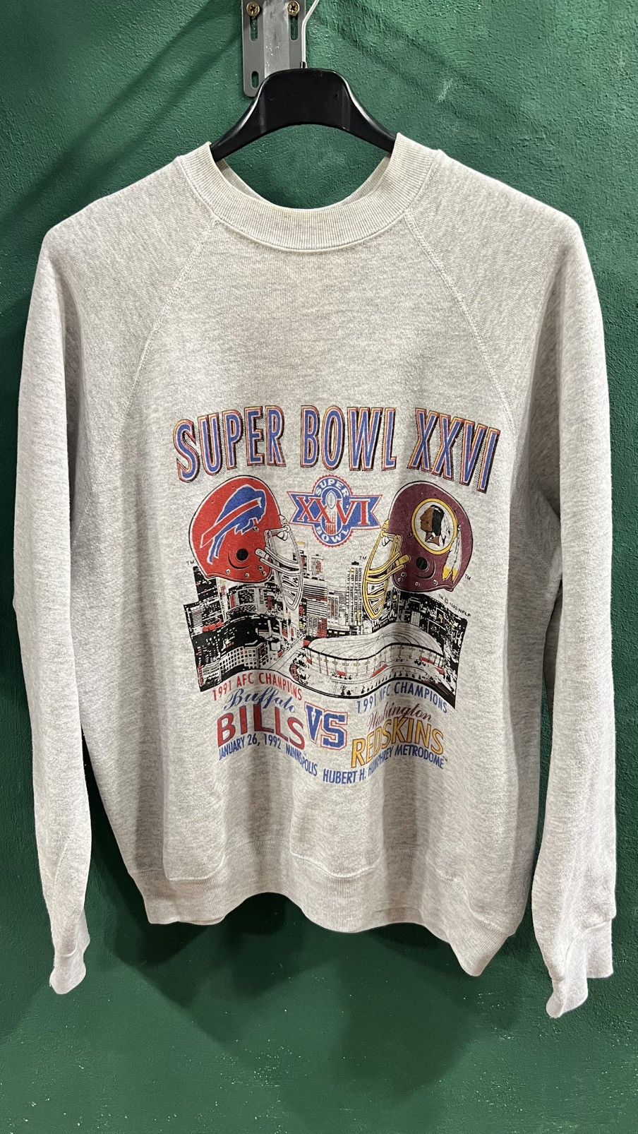 Tultex Vintage 1992 Super Bowl XXVI NFL Crewneck Tultex USA Size US L / EU 52-54 / 3 - 3 Thumbnail