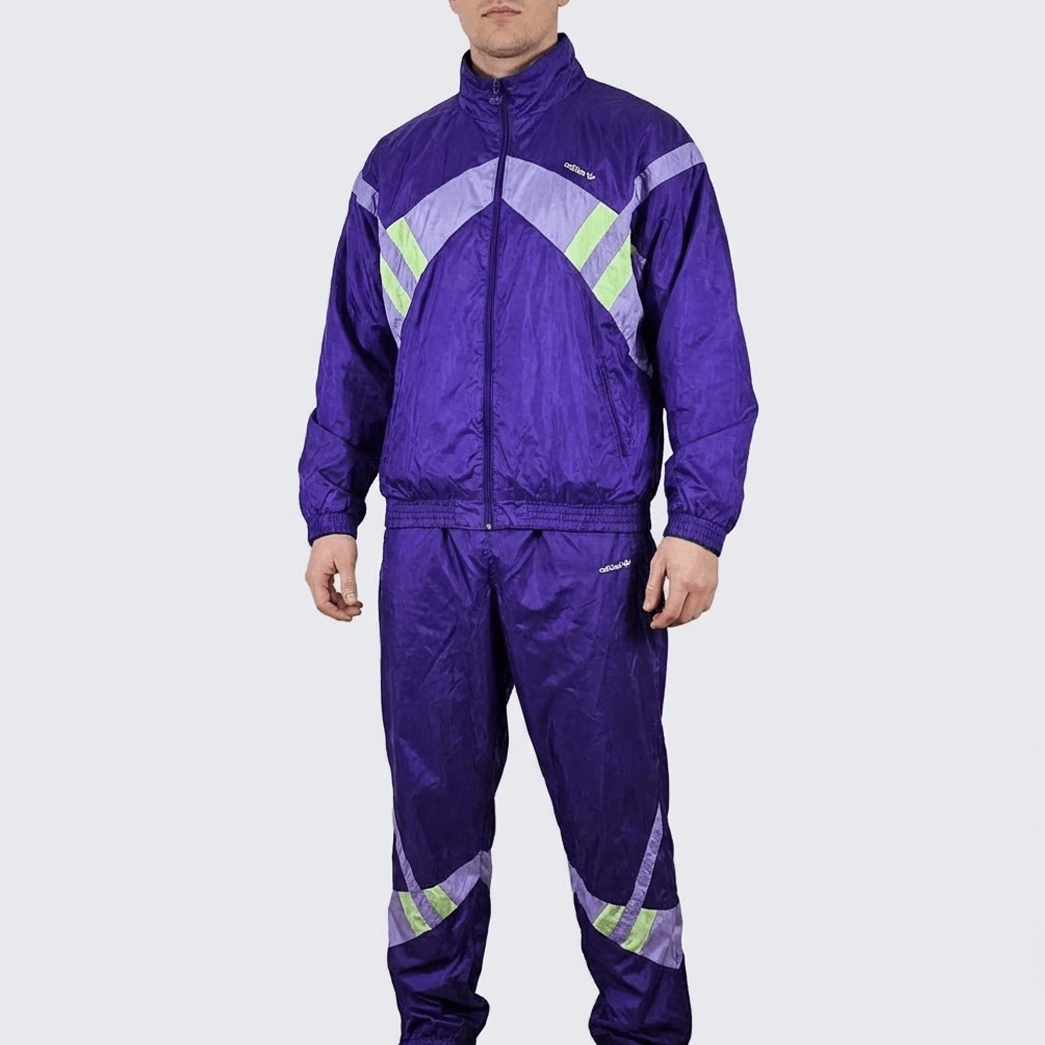 Adidas Adidas Vintage 90s Purple Shiny Full Track Suit Size US XL / EU 56 / 4 - 5 Thumbnail