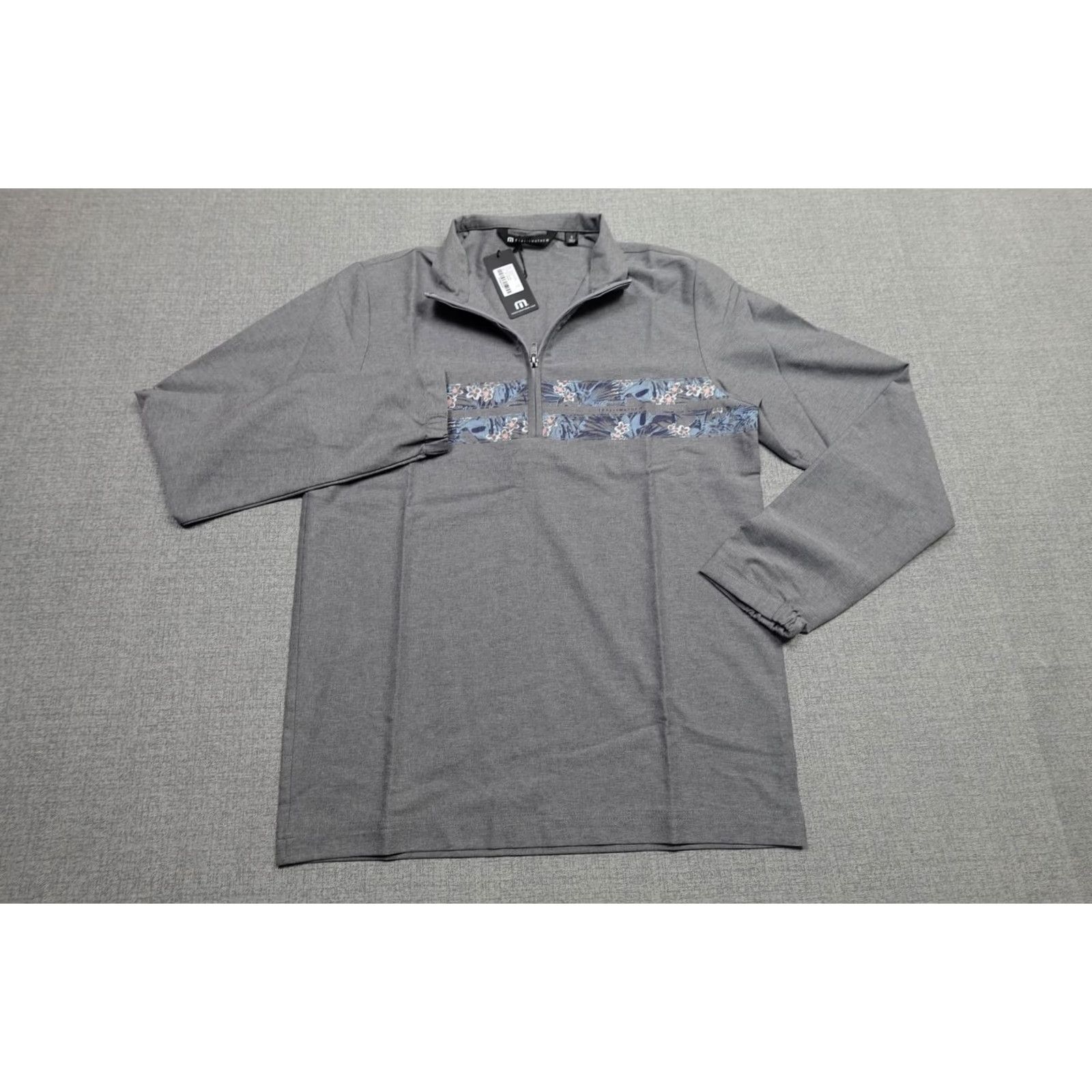 TravisMathew TravisMathew Move Mountains Quarter Zip Pullover Mens Small Gray Floral Golf Size US S / EU 44-46 / 1 - 4 Thumbnail