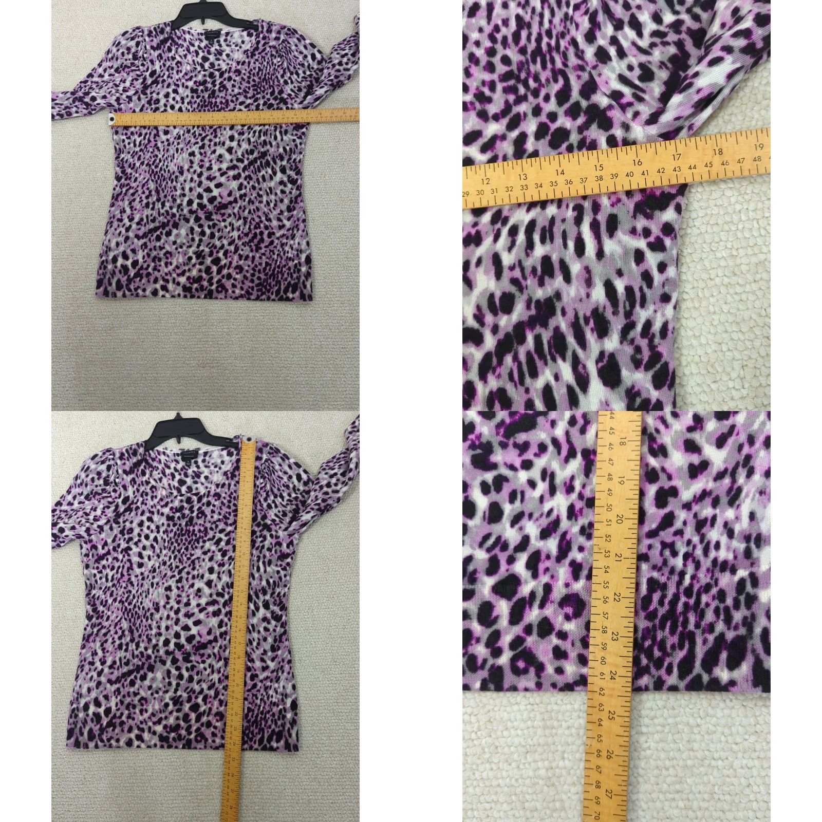 Talbots Talbots Sweater Puff Sleeve Swirl Animal Print S Women's Pullover Crew Neck Knit Merino Wool Lightweight Multicolor Size S / US 4 / IT 40 - 8 Thumbnail