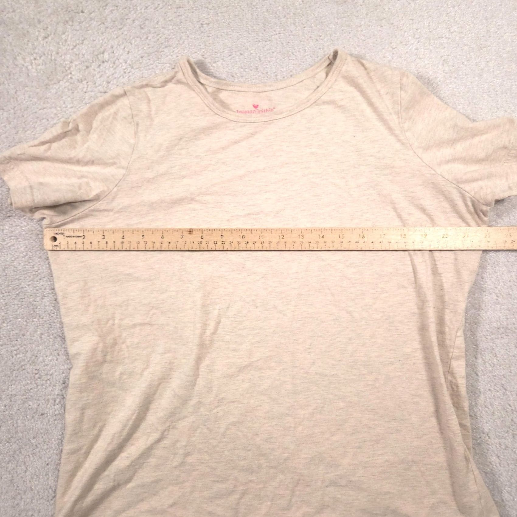 Vintage Woman Within Shirt Womens M Beige Solid Crew Neck Short Sleeve Basic Tee Top Size M / US 6-8 / IT 42-44 - 7 Thumbnail