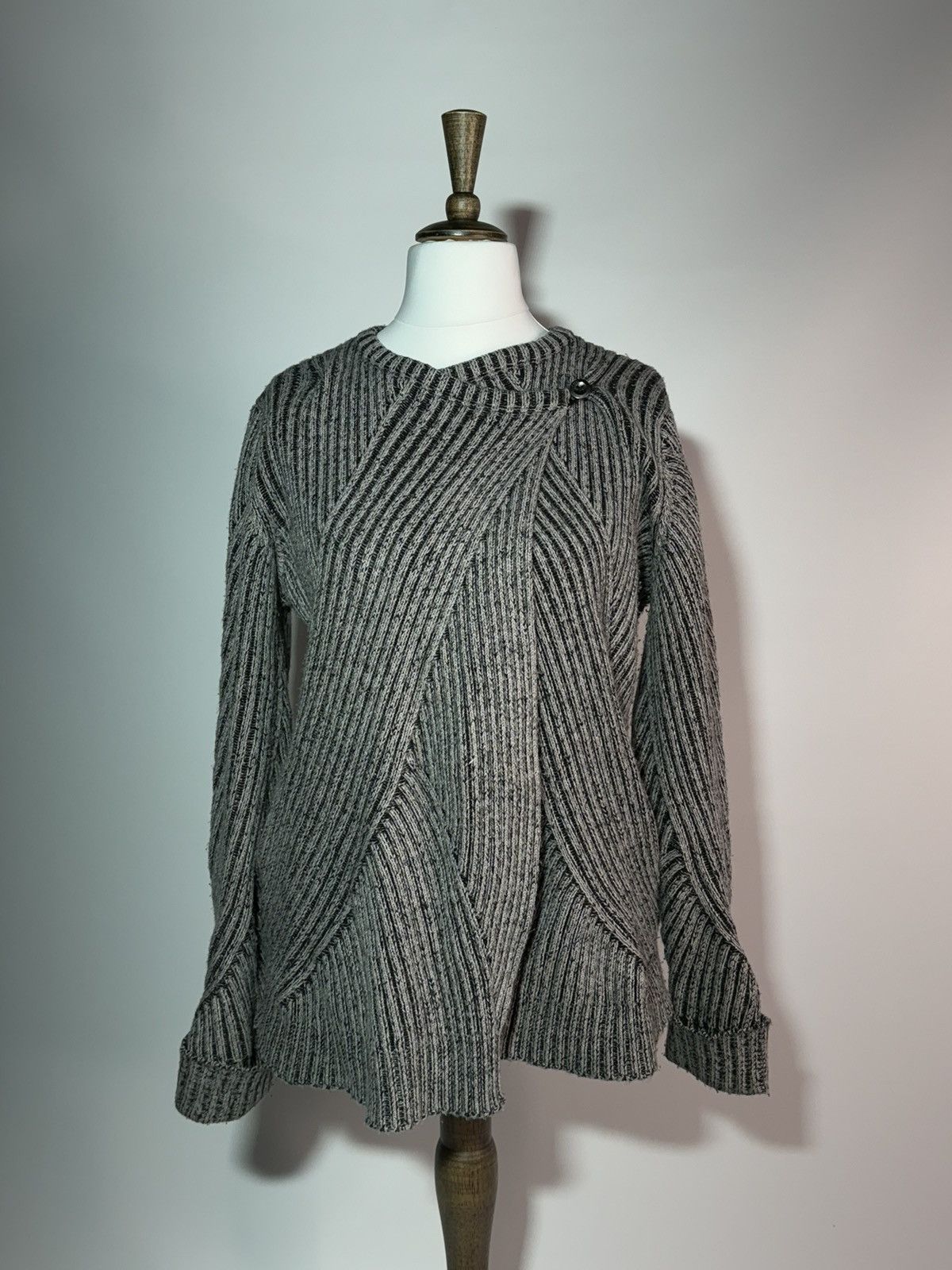 image of Vintage Assymetrical Avant Garde Diesel Layer Knit 90's Y2K in Grey, Men's (Size Medium)