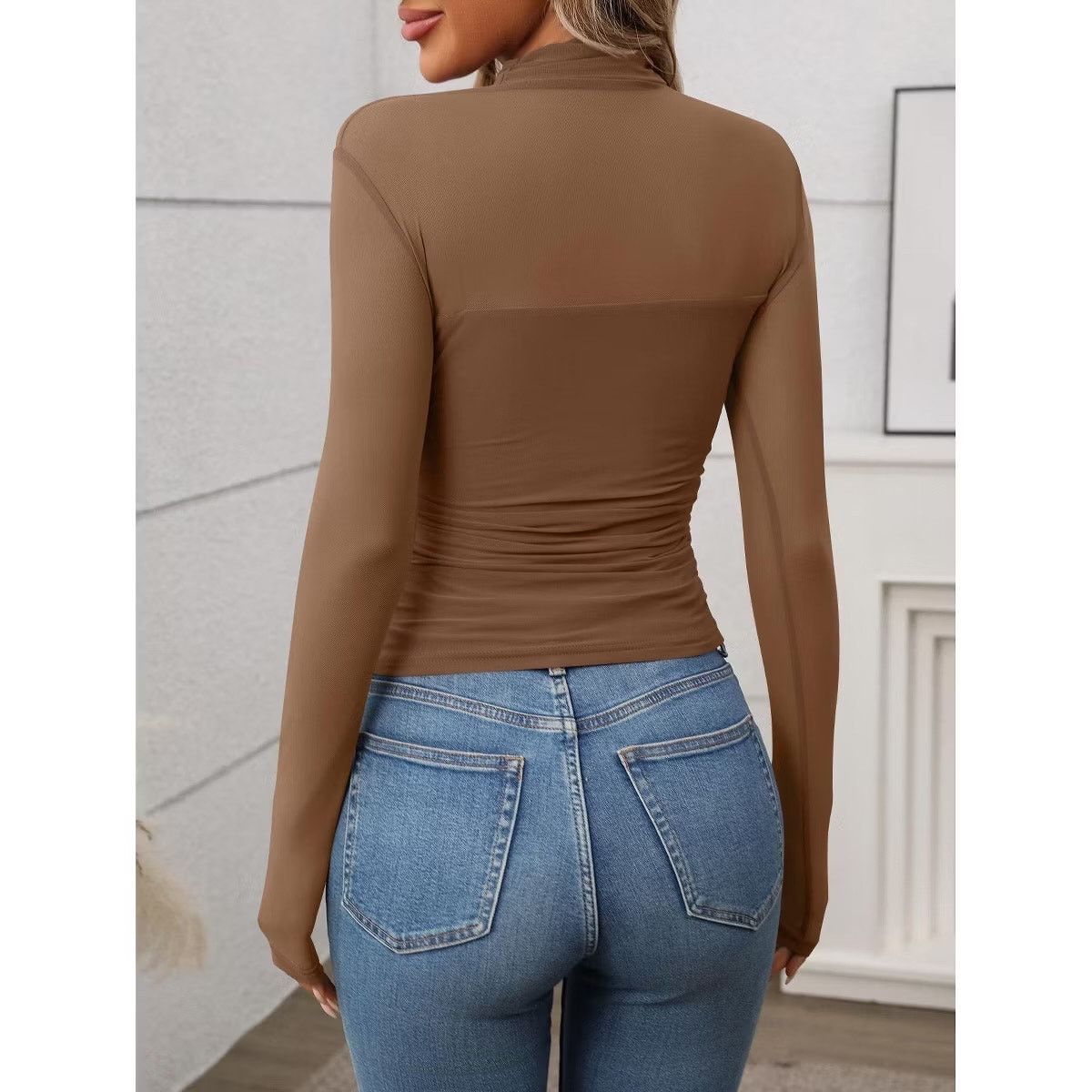 Other Long Sleeve Top Sexy Casual Mock Turtle Neck See Shirts Size L / US 10 / IT 46 - 5 Thumbnail