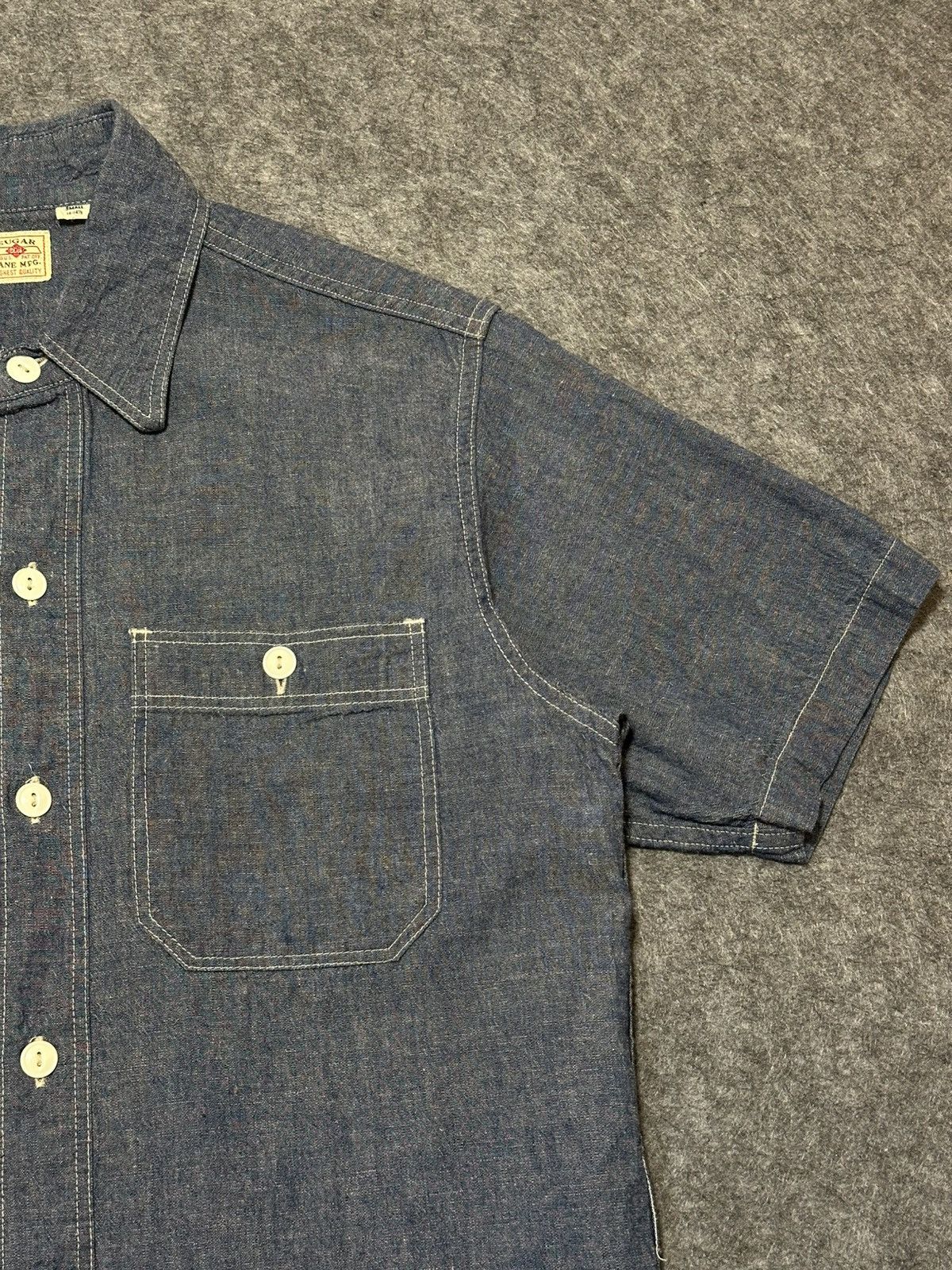 Sugar Cane Sugar Cane navy indigo chambray short-sleeve work shirt Size US S / EU 44-46 / 1 - 3 Thumbnail