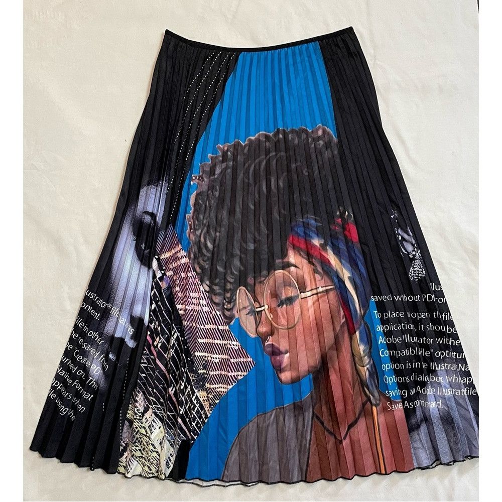 Other Why Dress Graffiti Face Print Pleated Skirt Size L Size 36" / US 14 / IT 50 - 6 Thumbnail