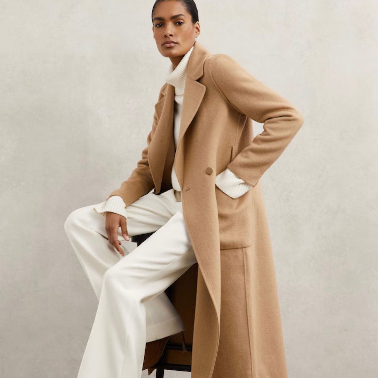 Reiss Reiss Lucia Double-Breasted Wool-Blend Coat in Camel Size XL / US 12-14 / IT 48-50 - 14 Thumbnail