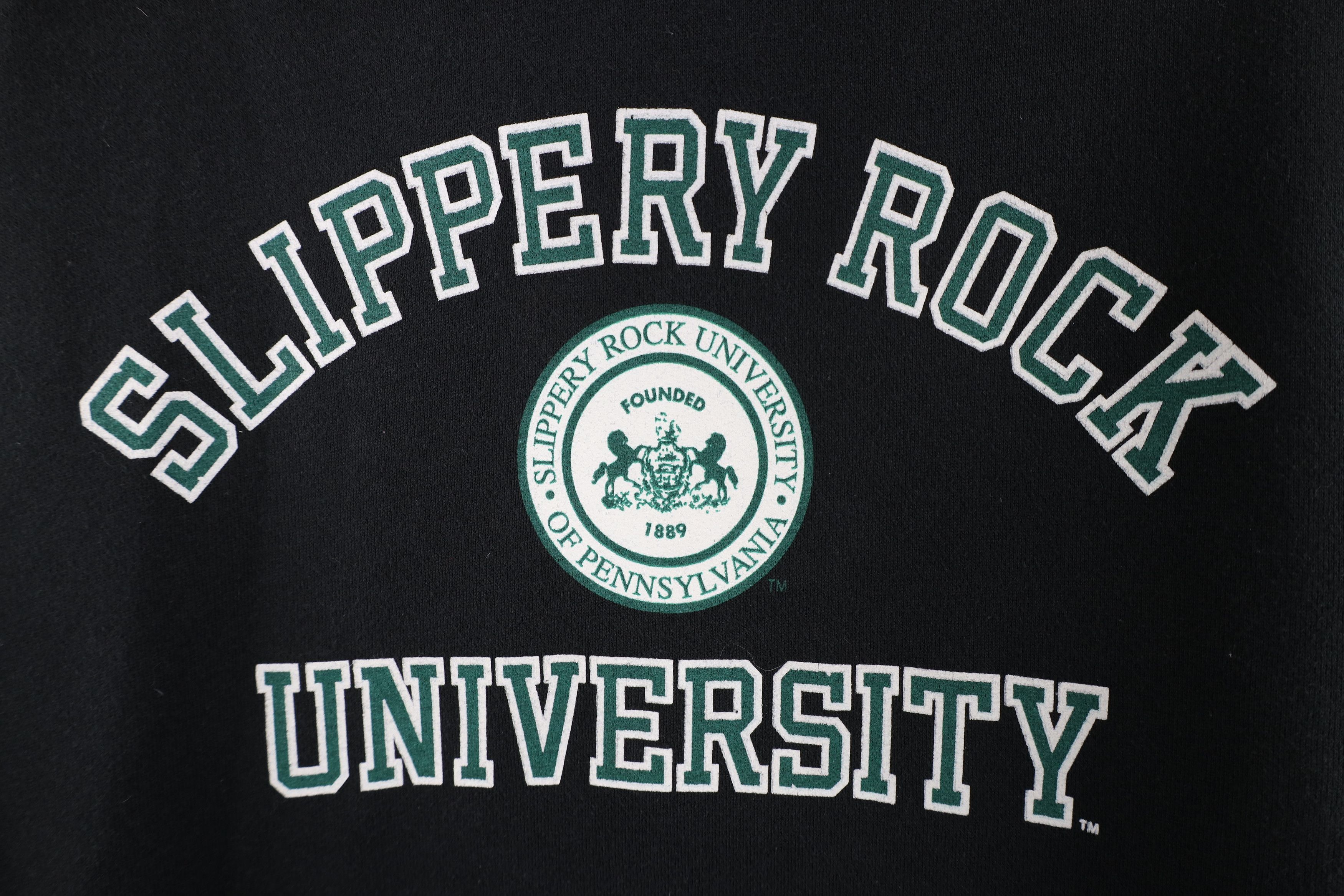 Vintage Vintage 90s Slippery Rock University Hoodie Sweatshirt Black Size US M / EU 48-50 / 2 - 4 Thumbnail