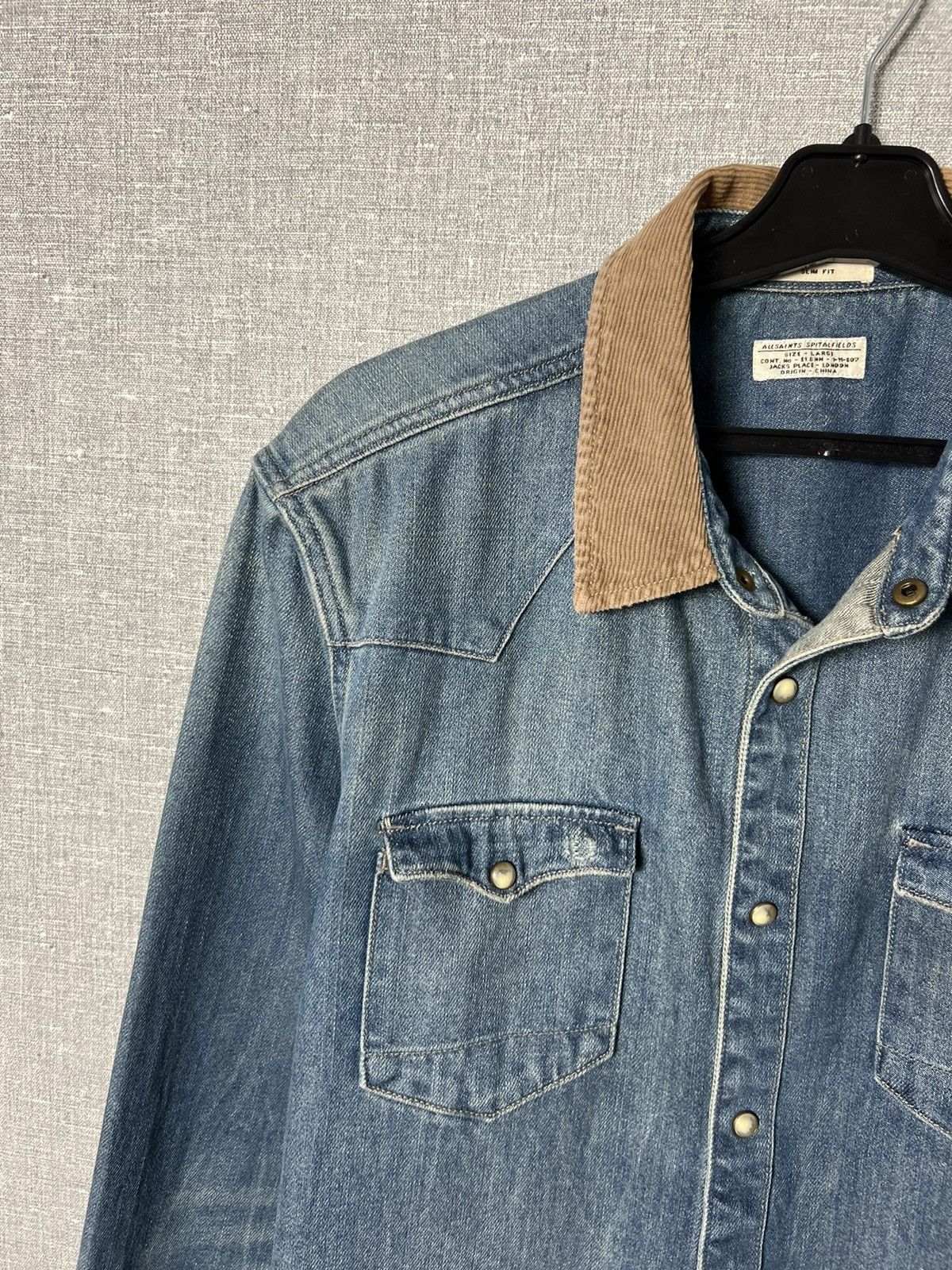 Allsaints AllSaints Redford Denim Long Sleeve Corduroy Collar Shirt Size US M / EU 48-50 / 2 - 4 Thumbnail