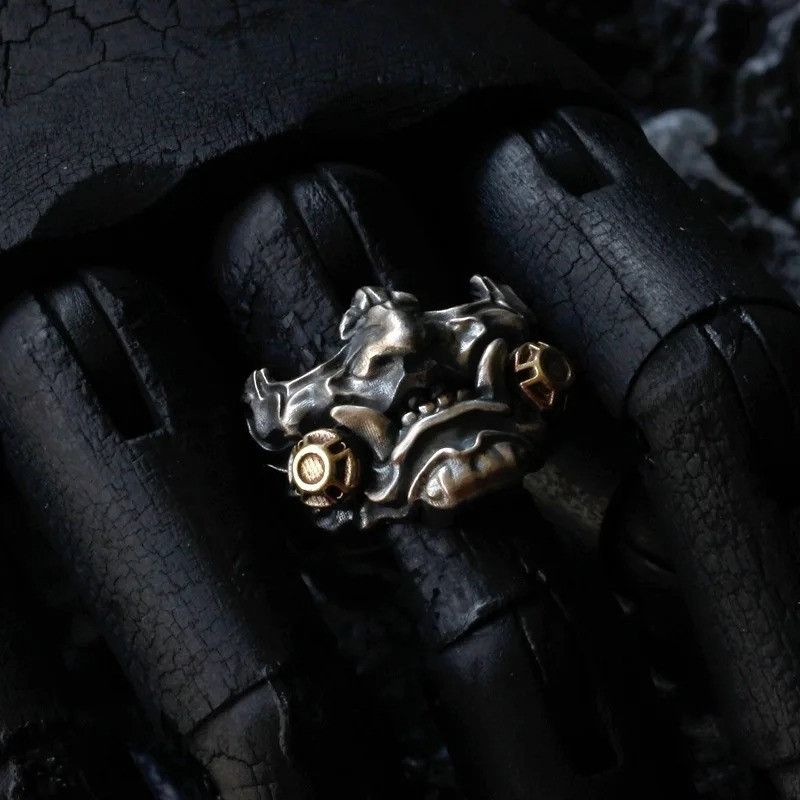 Jewelry Retro Samurai Cyberpunk Mask Ring Size ONE SIZE - 2 Thumbnail