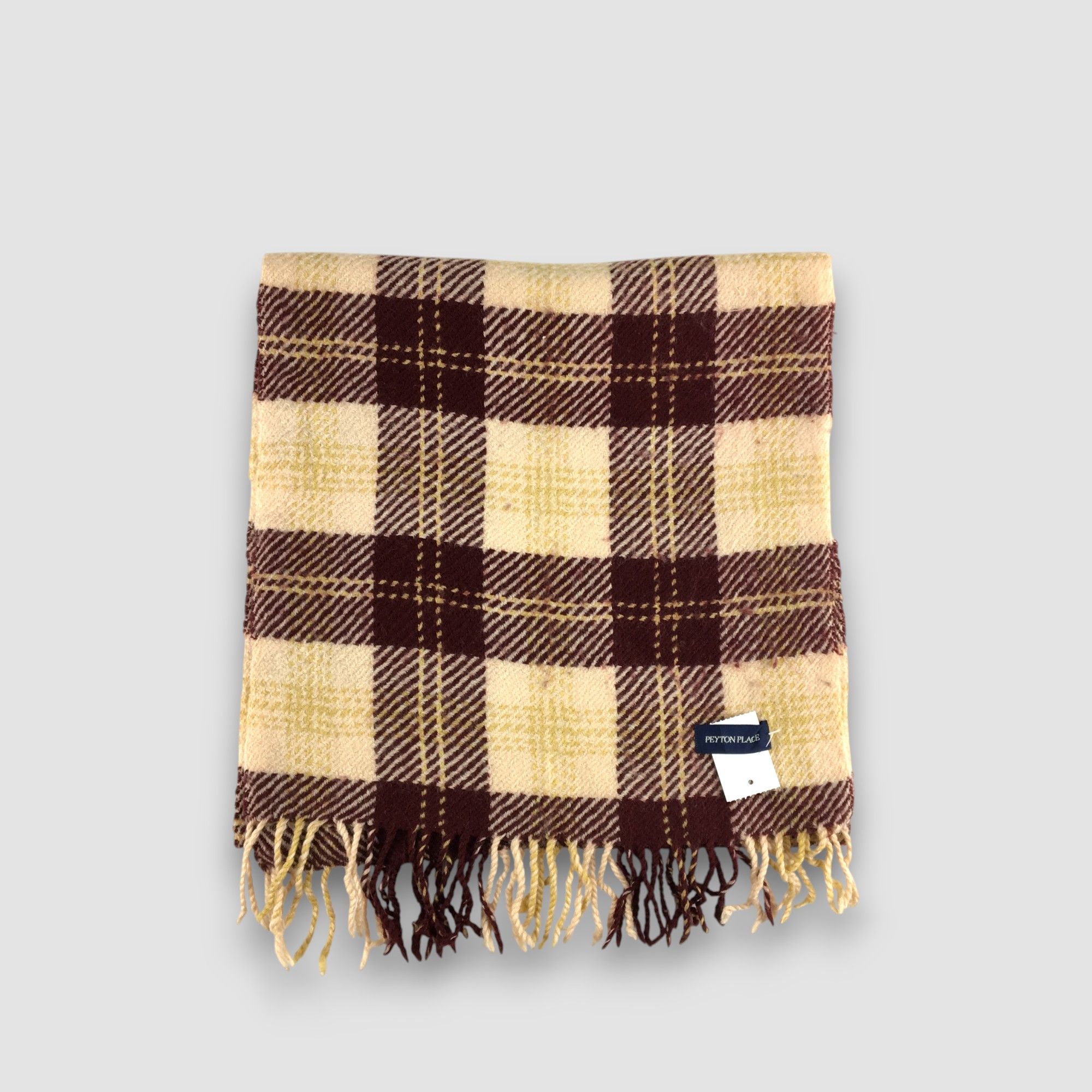 PPFM Vintage Peyton Place Scarf Muffler Wool Fringe Scarves Size ONE SIZE - 2 Thumbnail