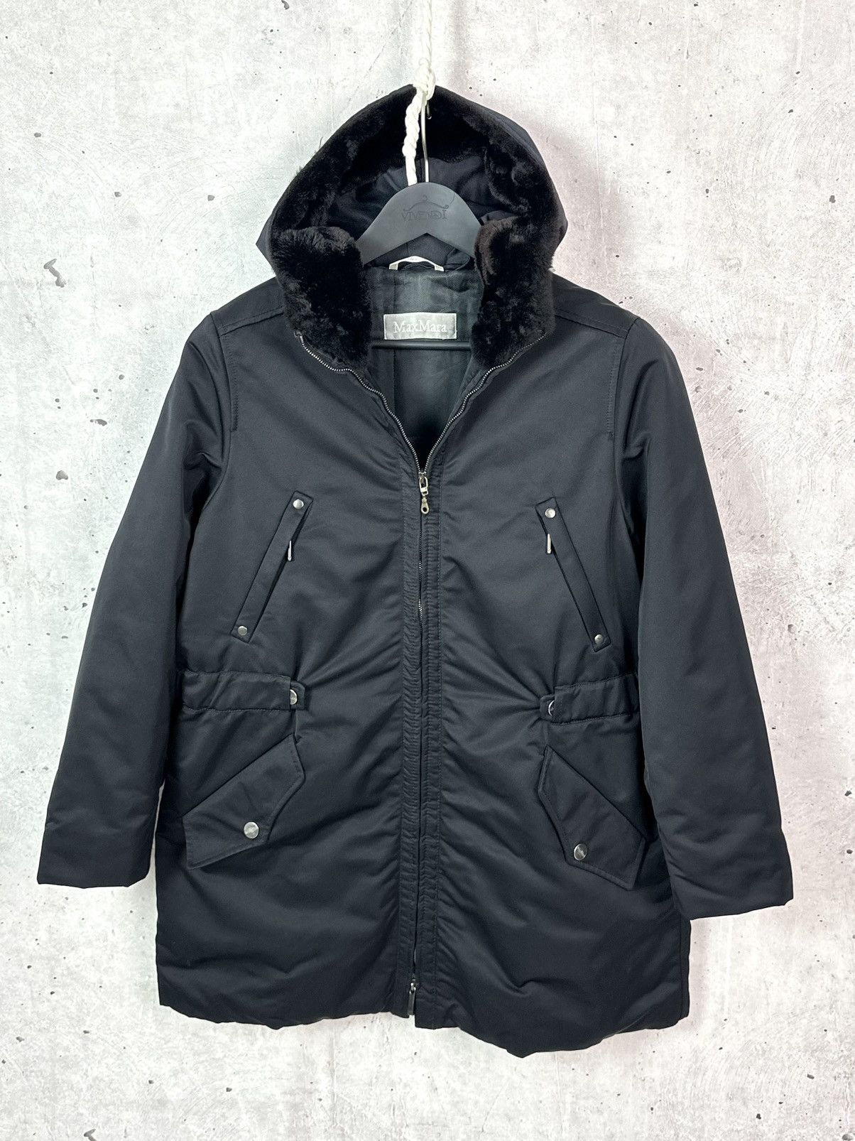 Max Mara Multipocket Insulated Hooded With Fur Womens Jacket