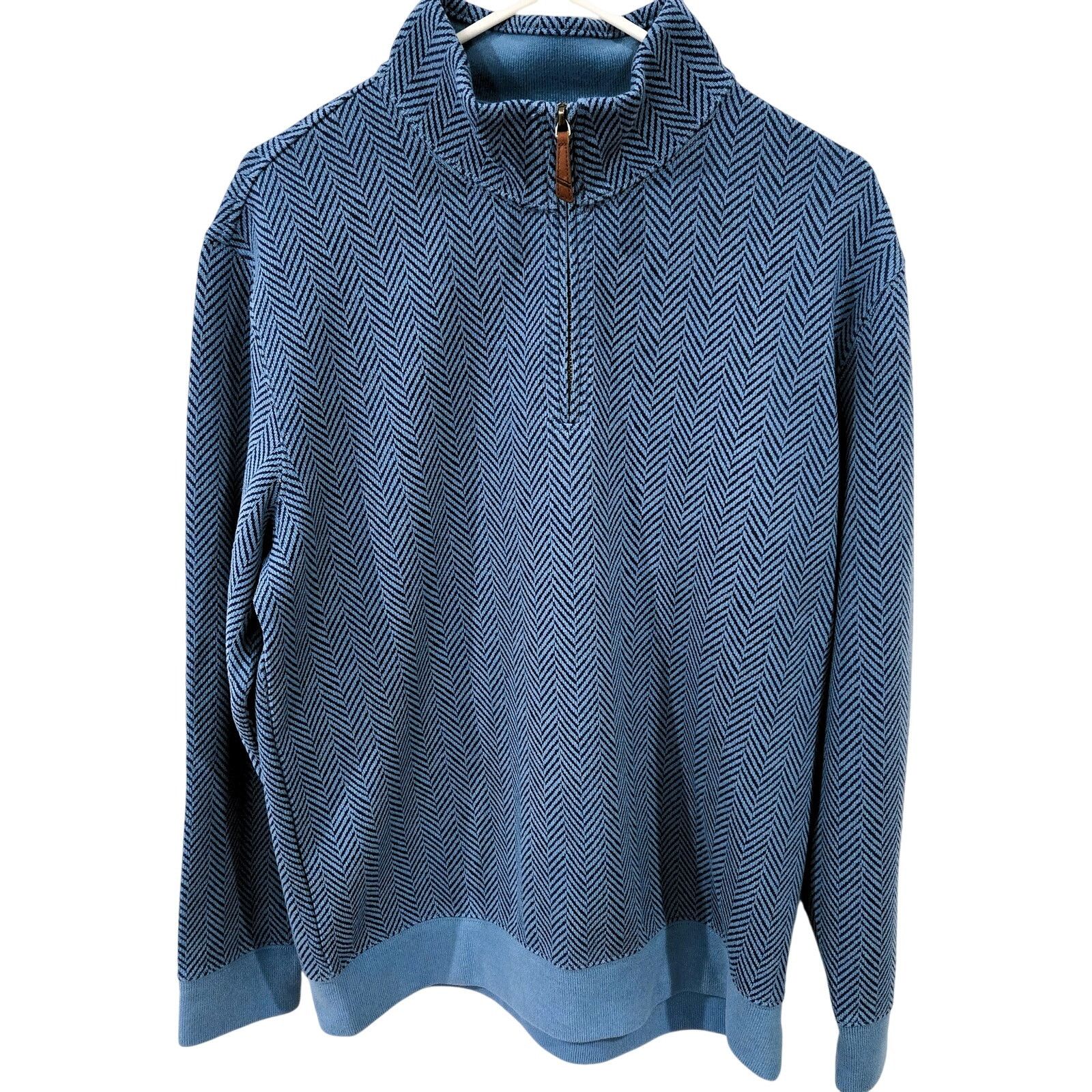 Lands' End Lands' End Sz Large Blue Pullover 1/4 Zip Knit 100% Cotton Size US L / EU 52-54 / 3 - 1 Thumbnail