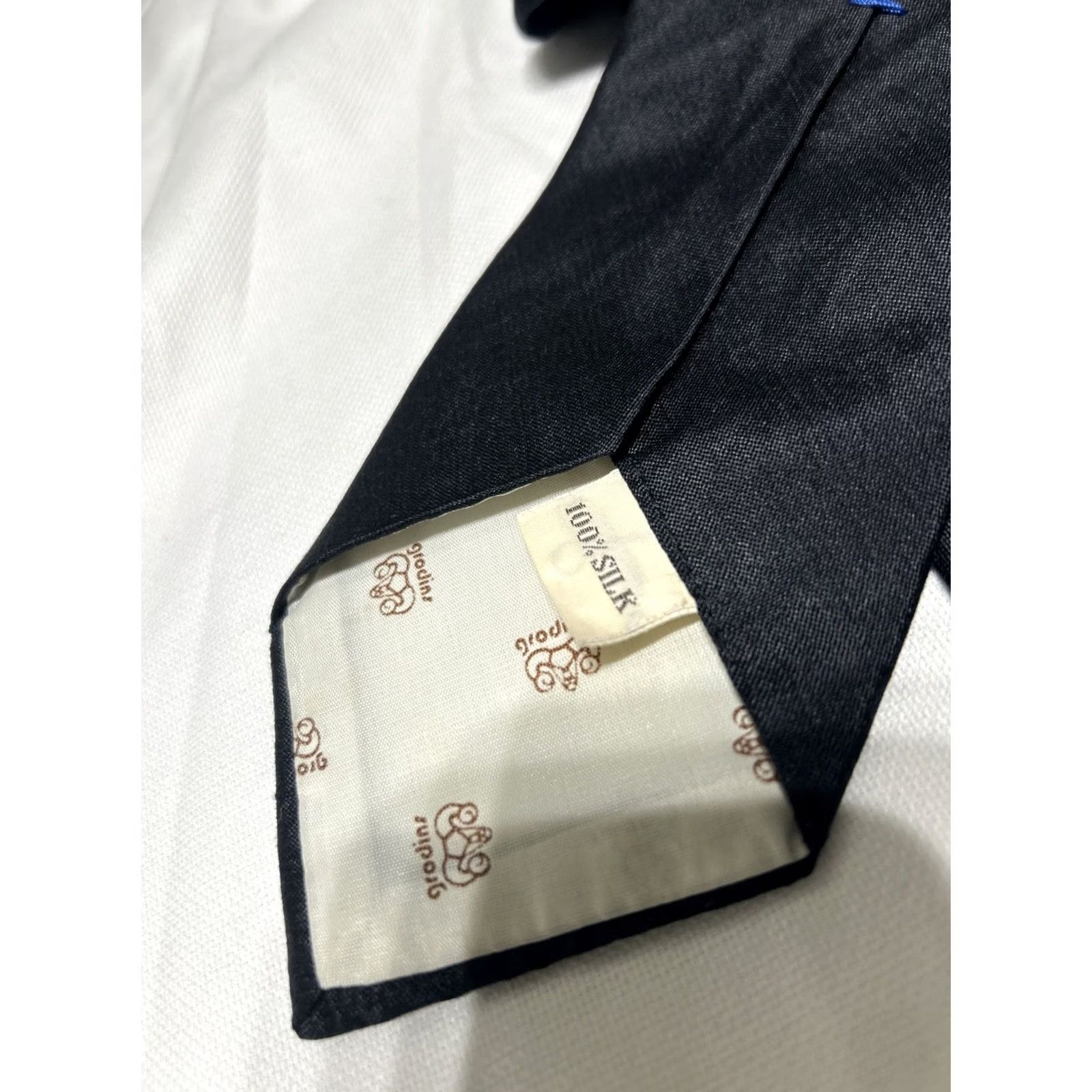Vintage Rare Grodins Black Silk Tie Preppy Oxford 3 1/4" X56 Mens VTG-1940s-50s Size ONE SIZE - 4 Thumbnail