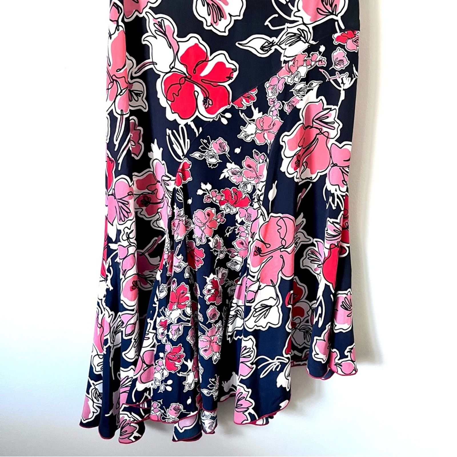 Jason Wu Grey Jason Wu navy floral print assymetrical silk midi dress Size M / US 6-8 / IT 42-44 - 5 Thumbnail