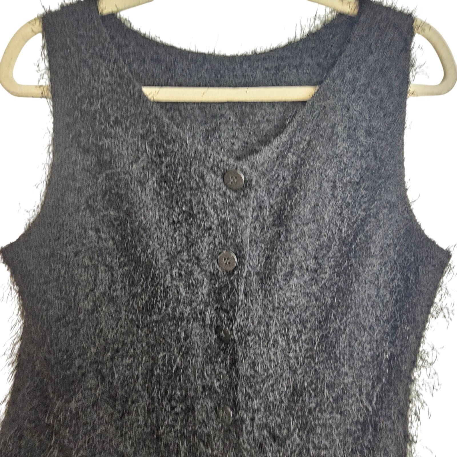 HARAGO VTG Harari Silk Blouse S Black Eyelash Sleeveless Whimsygoth Size S / US 4 / IT 40 - 2 Thumbnail