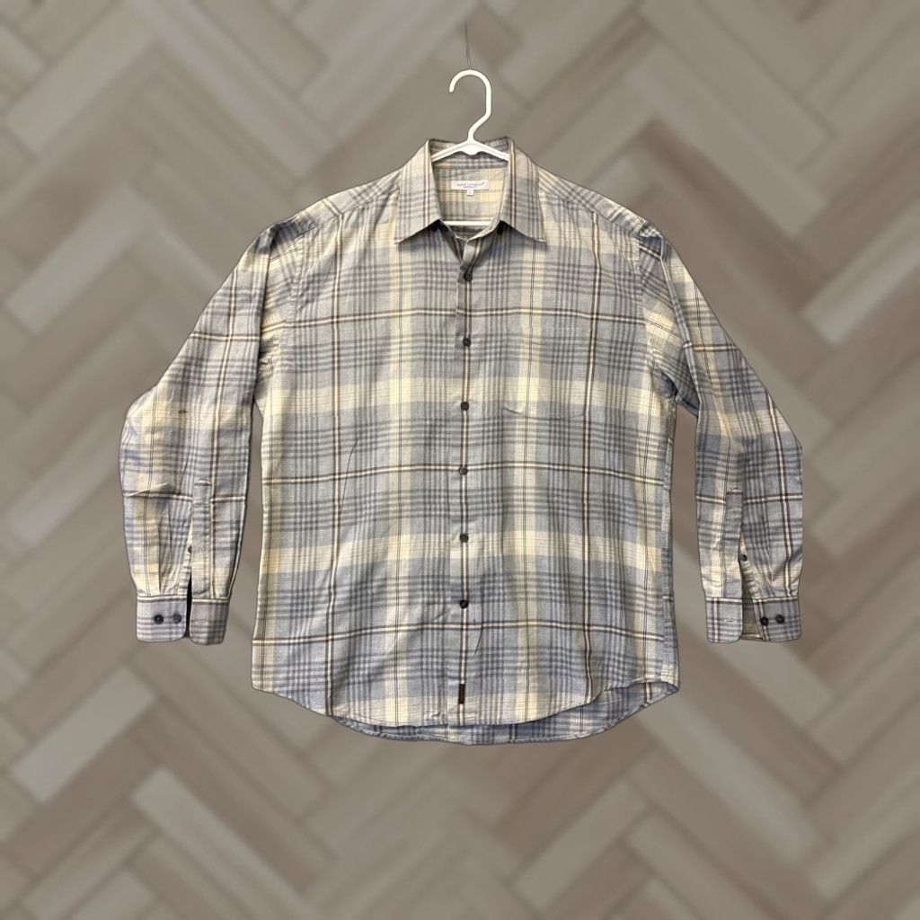Canon Alex Cannon Shirt Men Long Sleeve Plaid Gray Large /100-59 Mens Model Regular Fit Size US L / EU 52-54 / 3 - 1 Thumbnail