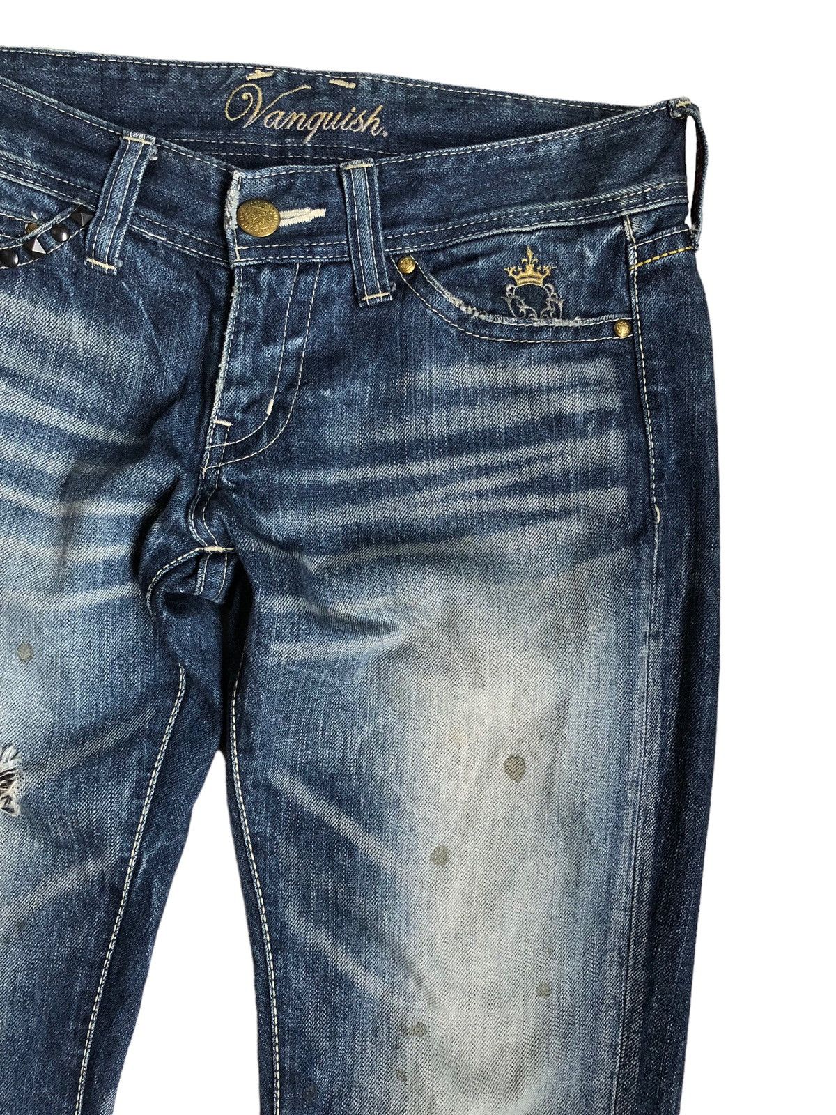 If Six Was Nine Vanquish studded distressed flared jeans Size US 31 - 5 Thumbnail