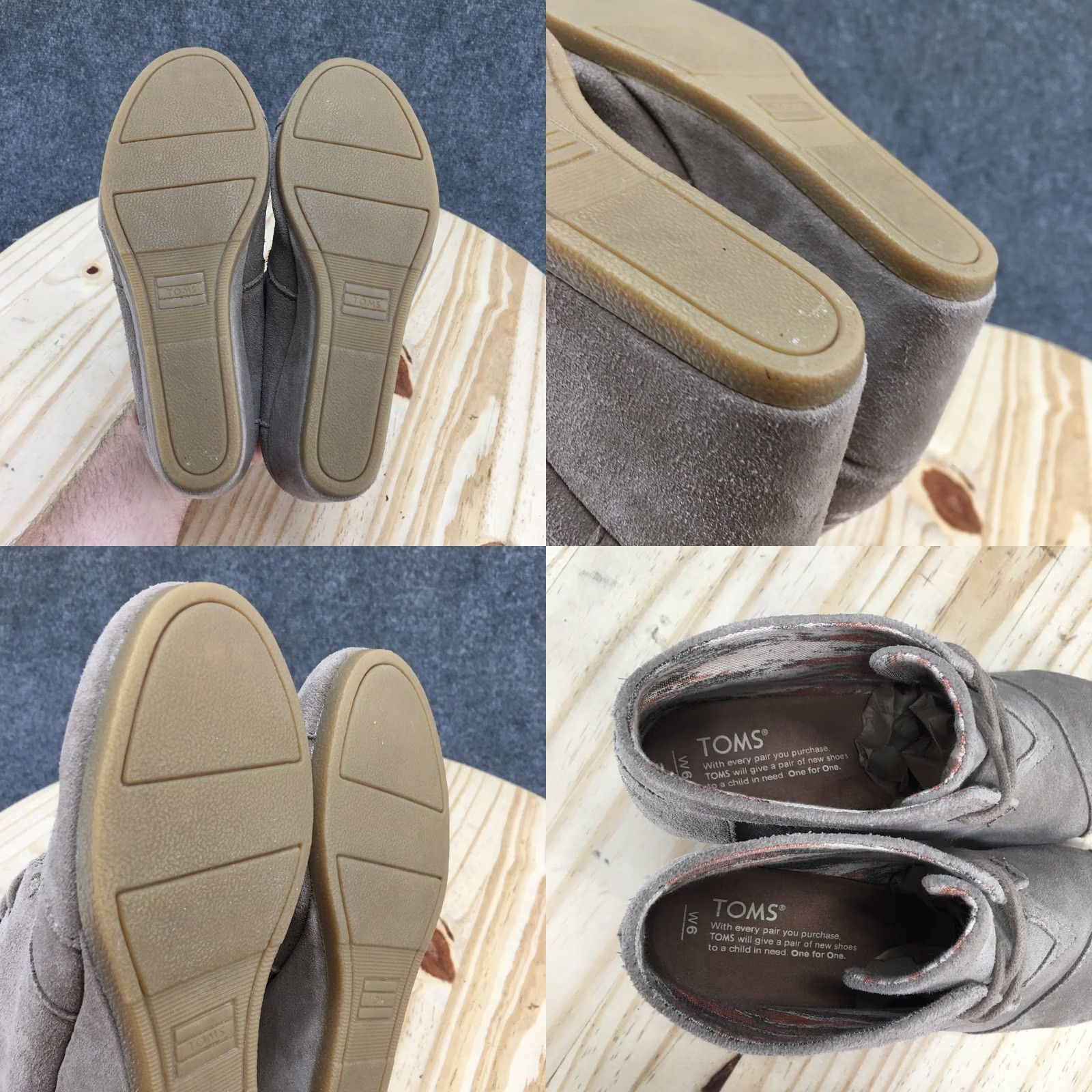 Toms TOMS Boots Women Ankle Bootie Gray Suede Lace Up Wedge Heels Casual Boot Size US 6 / IT 36 - 9 Thumbnail