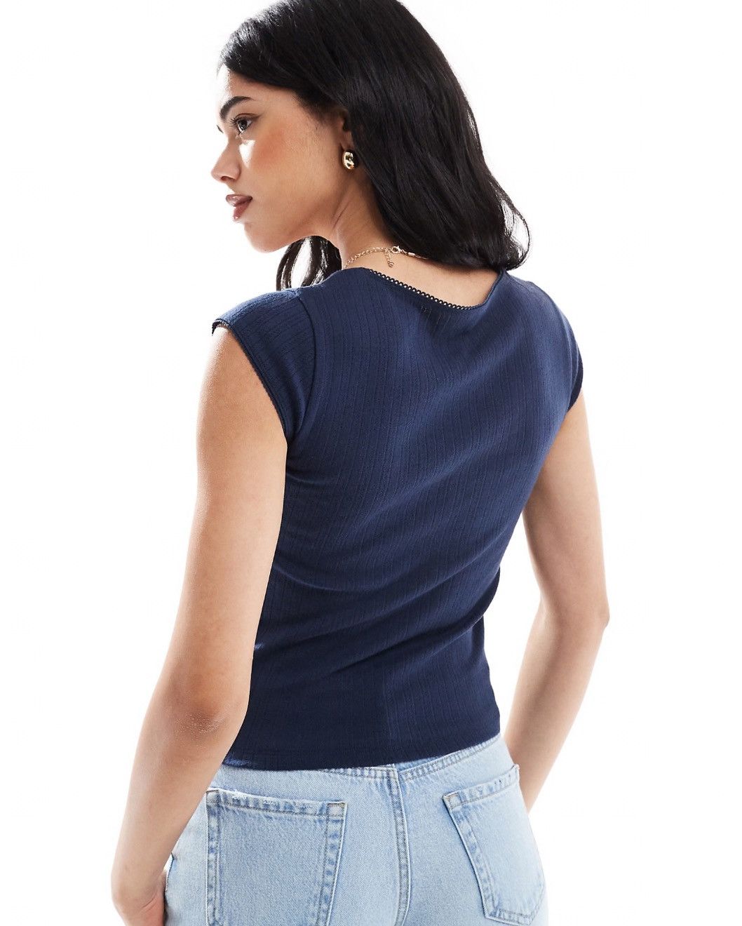 Hollister HOLLISTER Pointelle Square-Neck Top NAVY BLUE XXS Size XXS / US 00 / IT 34 - 2 Thumbnail