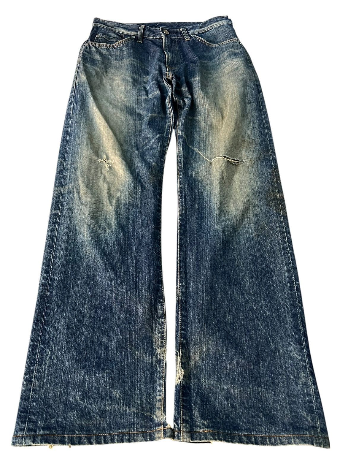 Edwin × If Six Was Nine × Le Grande Bleu (L.G.B.) 💥BAGGY💥VINTAGE EDWIN 503S DISTRESS MUD WASH JEANS Size US 31 - 1 Thumbnail