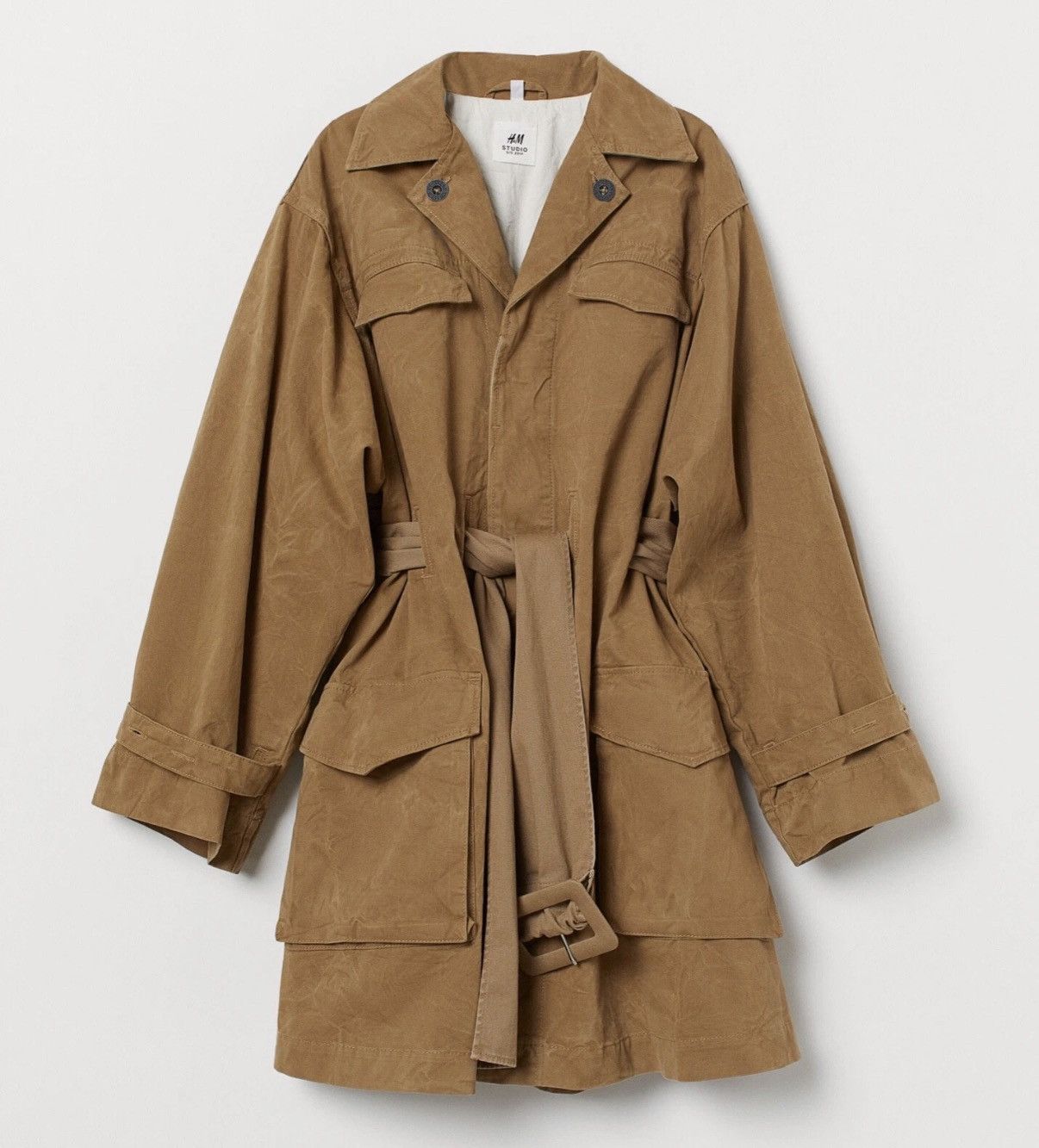H&M Studio Collection S/S 2019 Cotton Canvas Coat Jacket in Brown, Women's