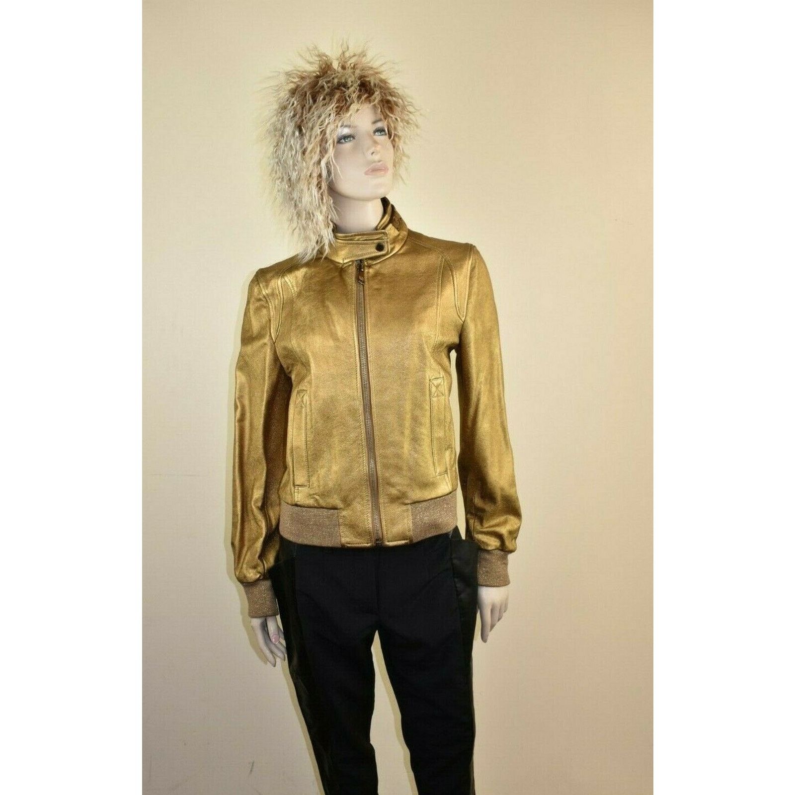 Dolce & Gabbana DOLCE GABBANA GOLD LEATHER DRESS BOMBER RUNWAY JACKET 44 $4K Size M / US 6-8 / IT 42-44 - 2 Thumbnail