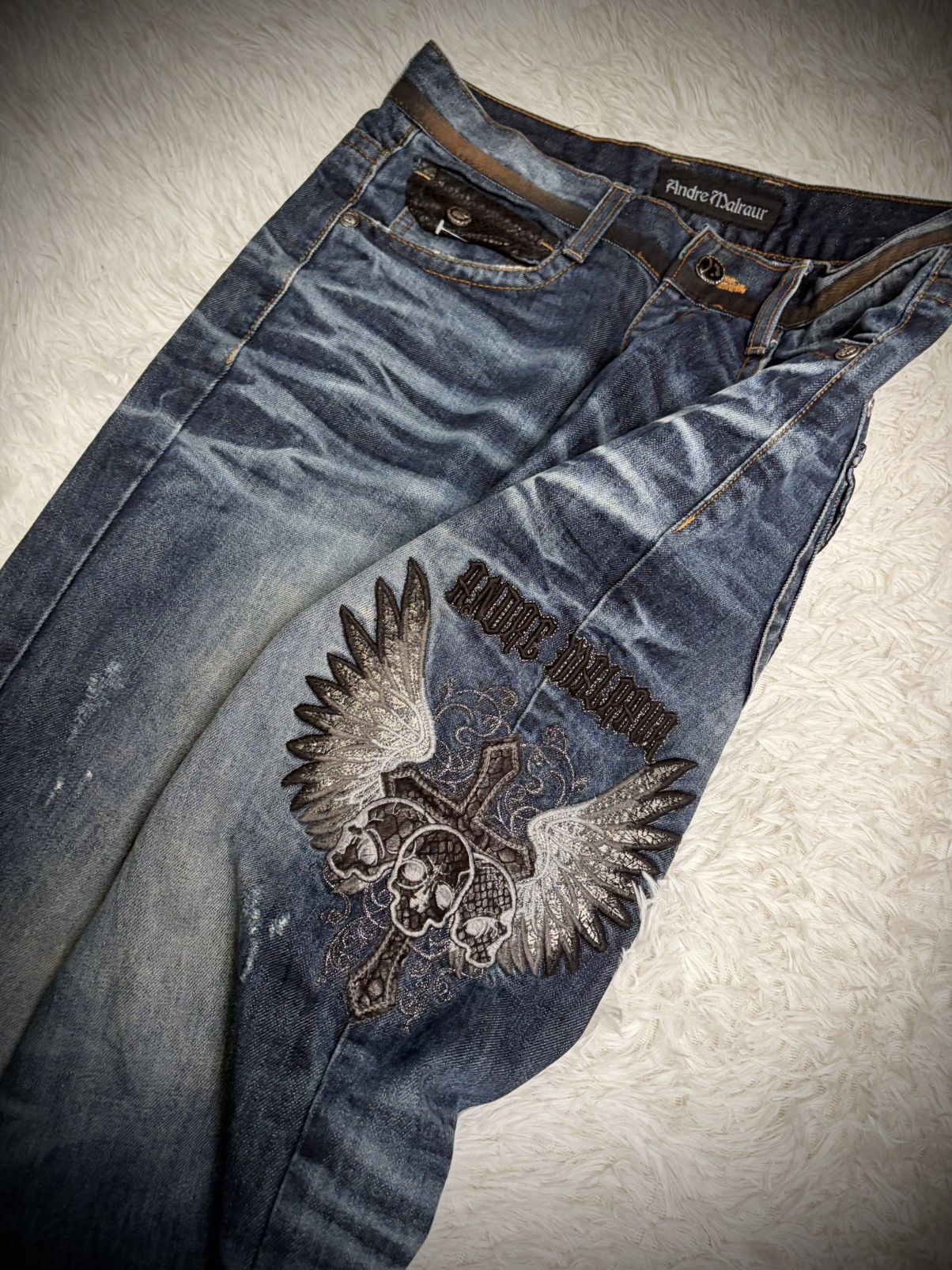 Japanese Brand Rare Andre Malraur snake mudwash jeans Size US 32 / EU 48 - 4 Thumbnail