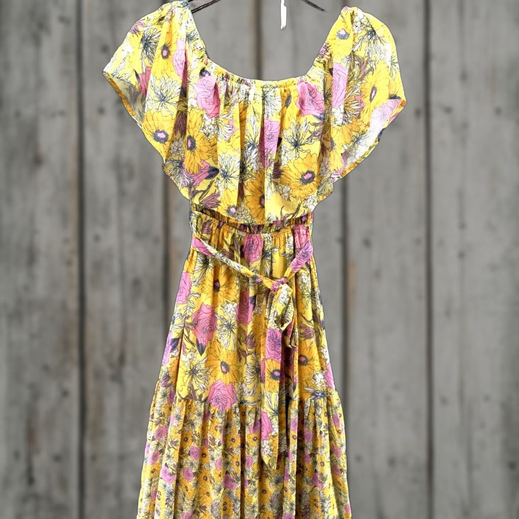 Vintage Vici Dress Maxi Womens XS Floral Off the Shoulder Flutter 100% Polyester Chiffon Long Sleeve Vintage N/A Size XS / US 0-2 / IT 36-38 - 1 Thumbnail