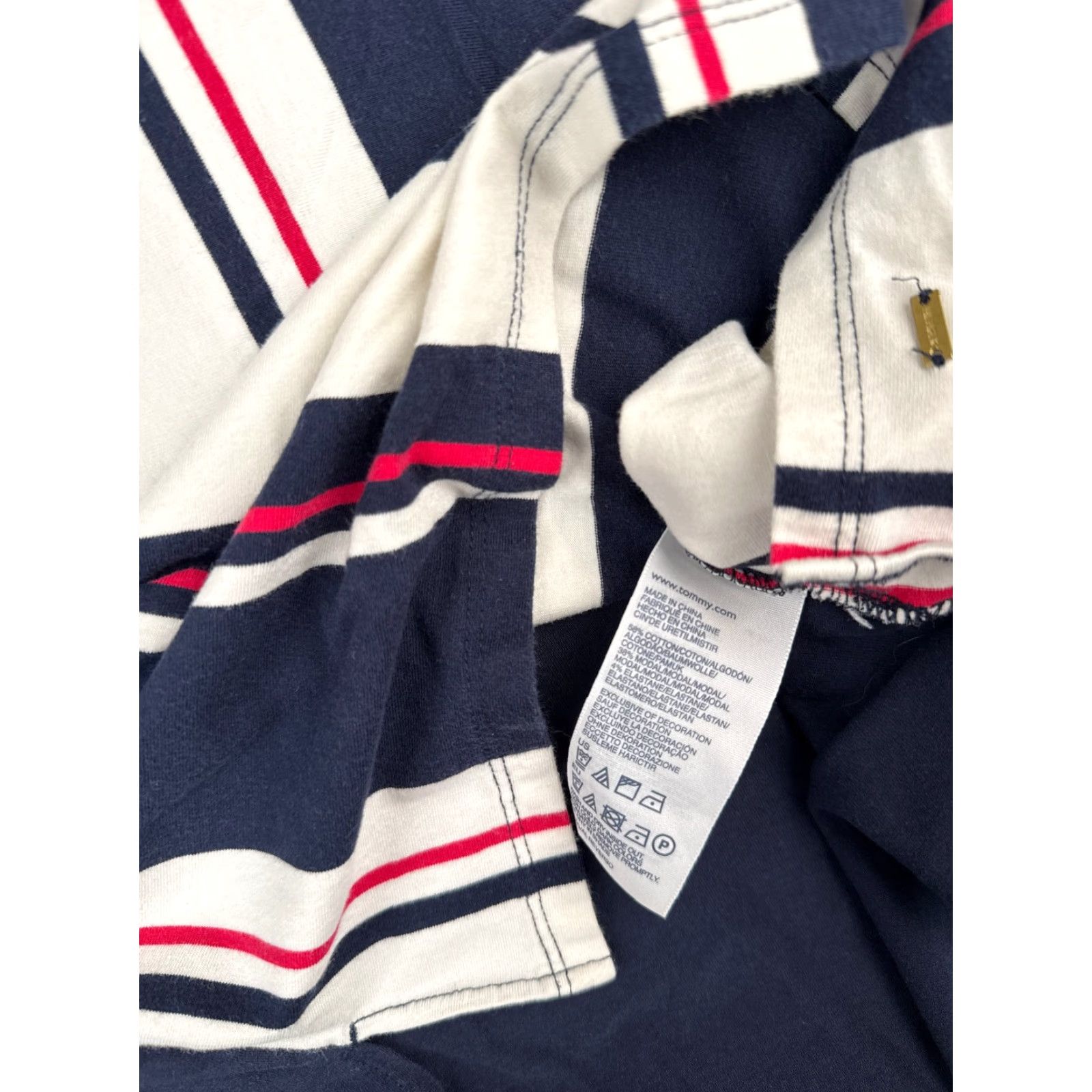Tommy Hilfiger Tommy Hilfiger Shirt Women XS Blue Stripe 3/4 Sleeve Boat Neck Cotton Knit Logo Regular Colorful Women Size XS / US 0-2 / IT 36-38 - 7 Thumbnail