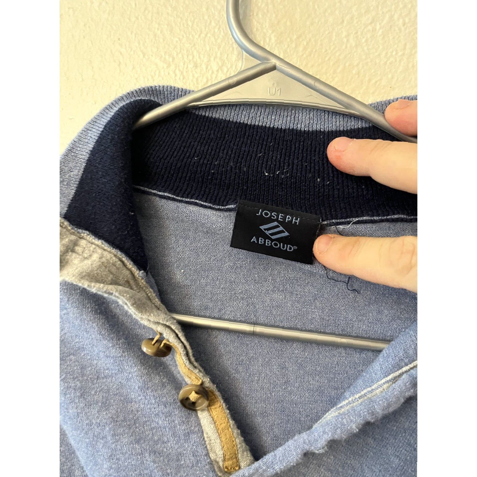 Joseph Abboud Joseph Abboud Sweater Men L Cotton 1/4 Zip Pullover Blue Knit Mock Neck Size US L / EU 52-54 / 3 - 2 Thumbnail