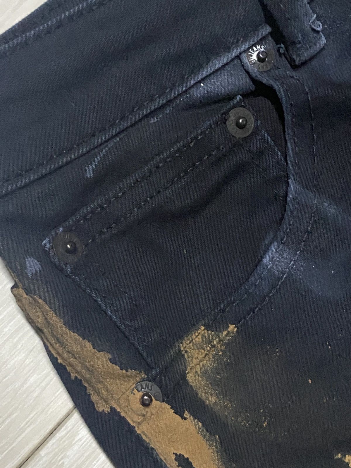 GU Vintage Gu Black Paint Splatter Distressed Flare Jeans Size US 27 - 9 Thumbnail