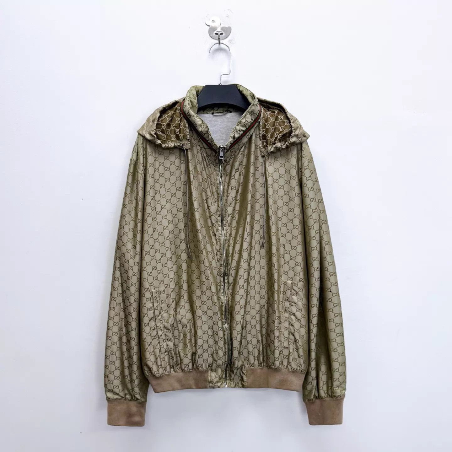 Gucci Beige Hooded Zip-Up Patterned Jacket Size US L / EU 52-54 / 3 - 1 Thumbnail